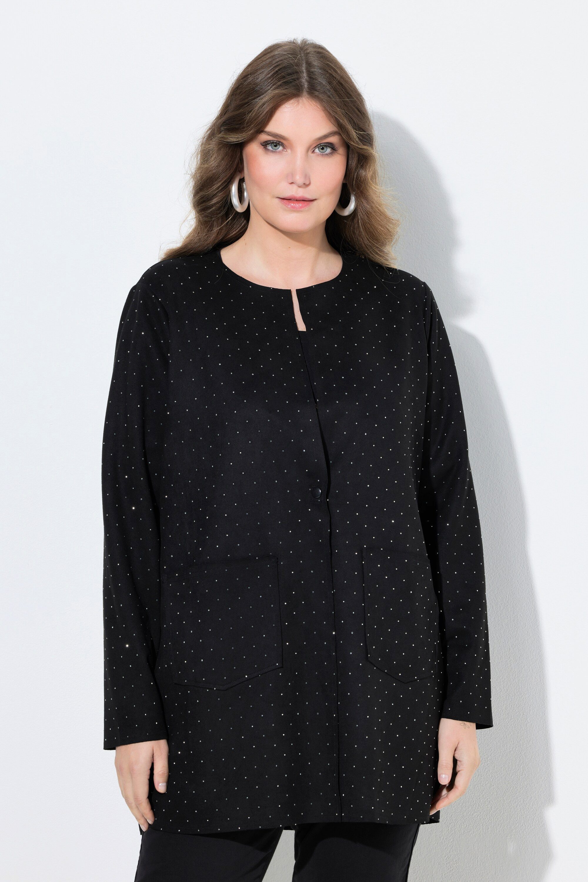 MIAMODA Sommerjacke Veloursjacke gerade Passform Glitzersteinchen günstig online kaufen