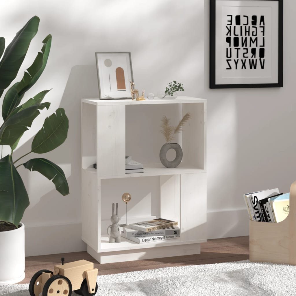 furnicato Bücherregal Weißes aus Massivholz 51 x 25 x 70 cm, 1-tlg., Stabiles Standregal mit viel Stauraum und Nutzung als Raumteiler