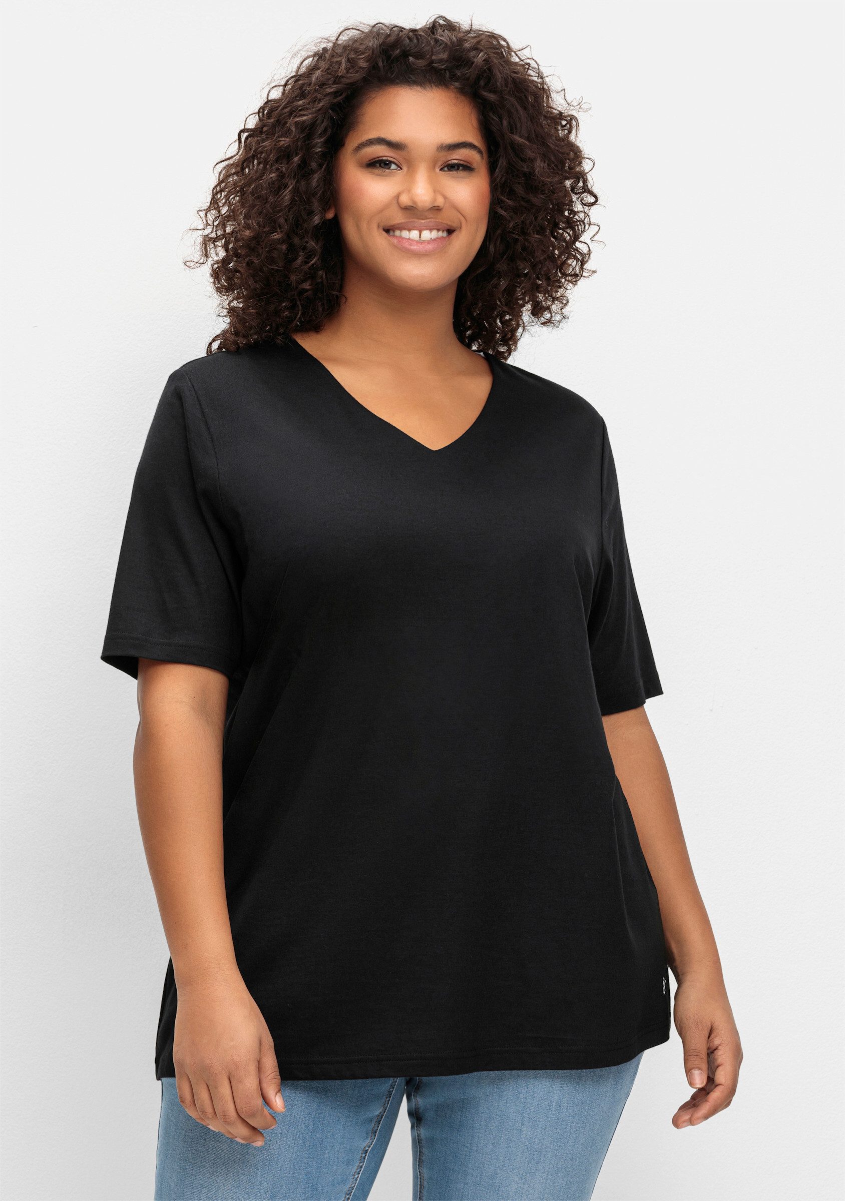 Sheego T-Shirt T-Shirt . mit doppellagigem Vorderteil günstig online kaufen