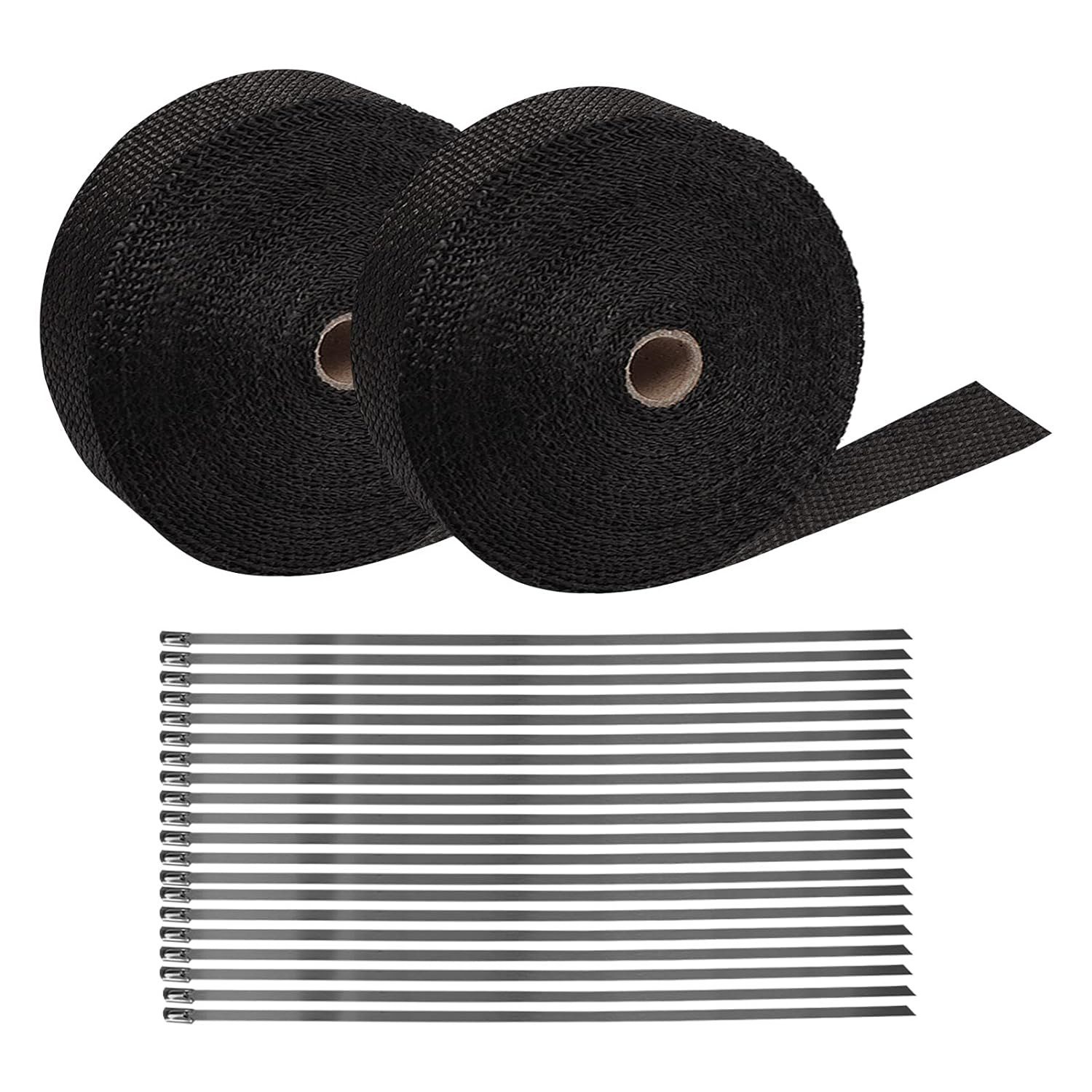 Youyijia Dampfsperrklebeband 2 Stücke Hitzeschutzband Basaltfaser 15M mit 30 Edelstahl Kabelbinder (Anzug, no)