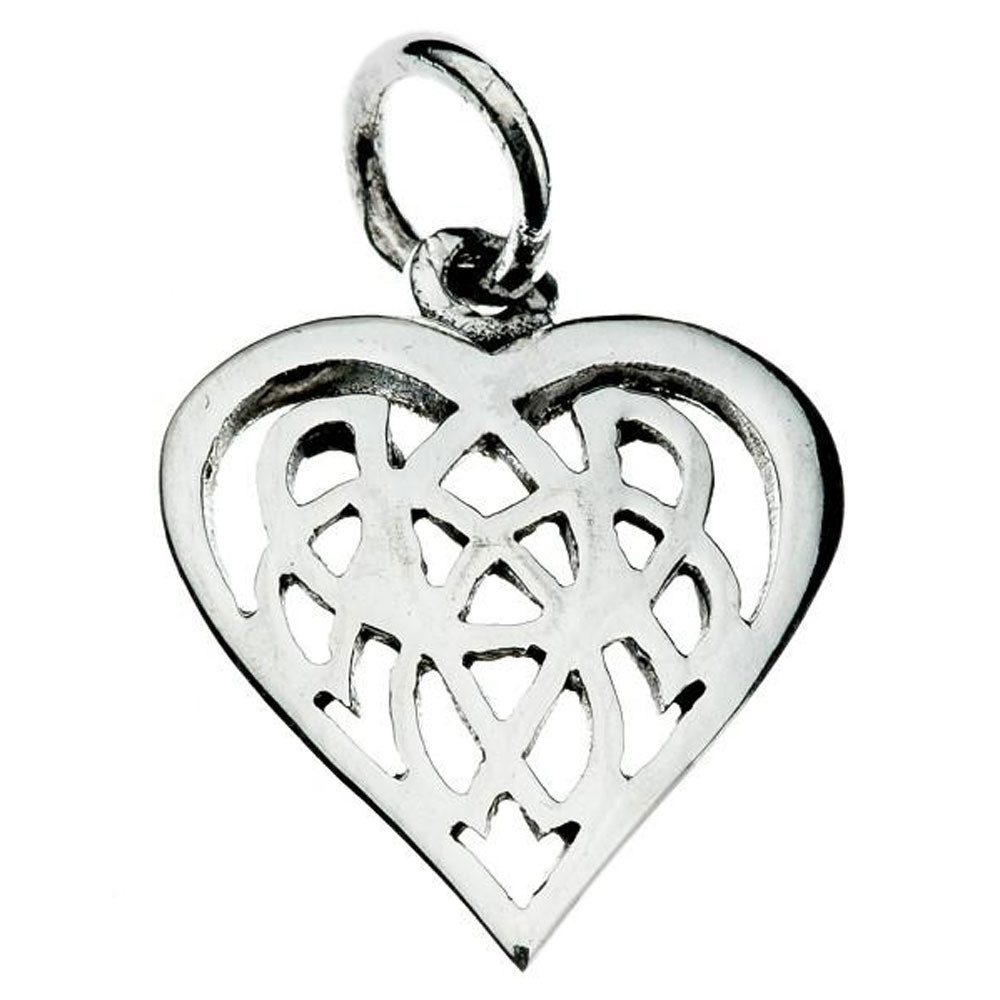 Herzanhänger Silberanhänger Keltisches Herz Schmuck 925er Silber - Liebe - 21x14mm