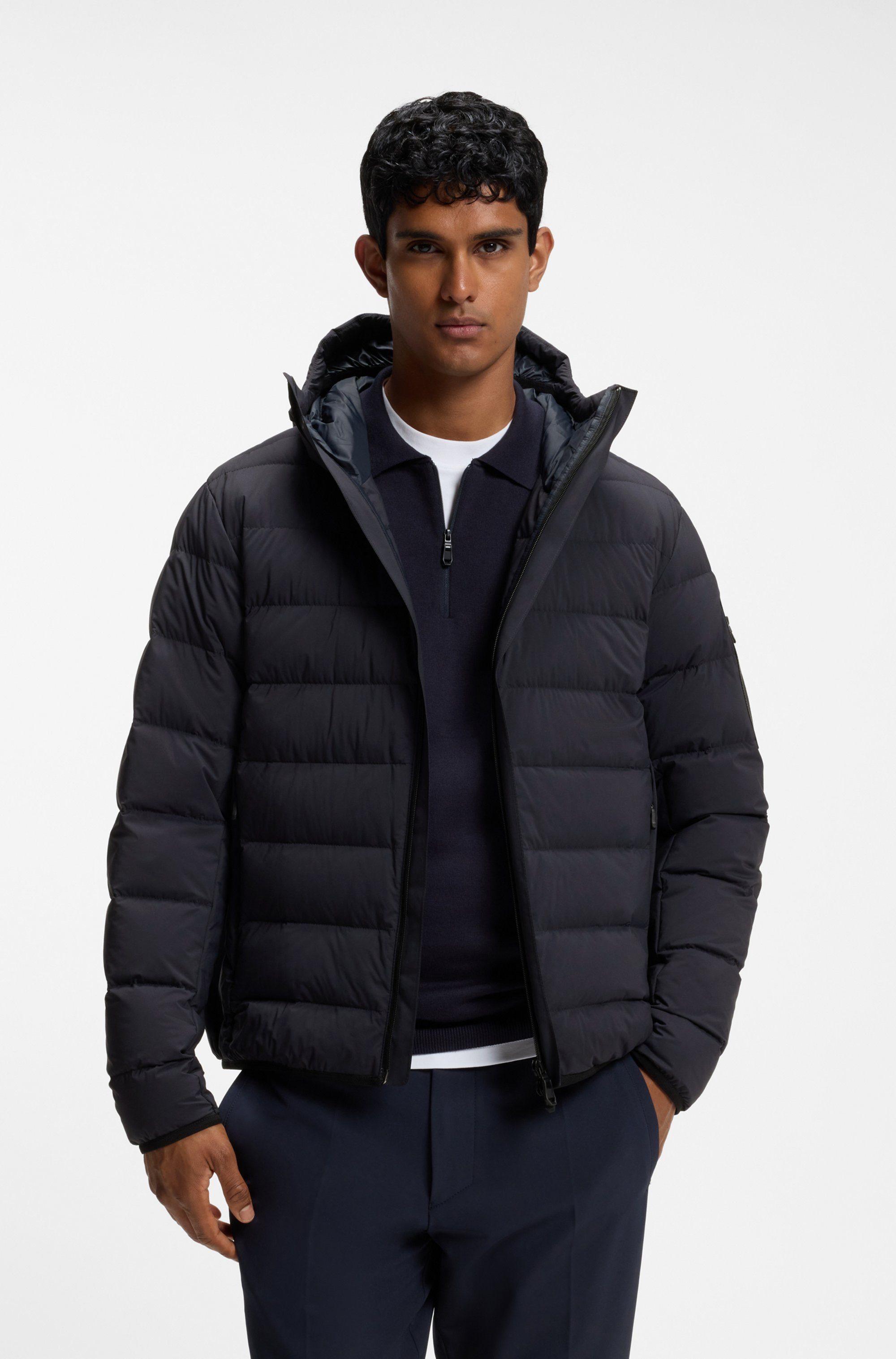 BOSS GREEN Steppjacke OW Riplite JT HD abenehmbare Kapuze wasserabweisend regular fit, 4-Wege Stretch