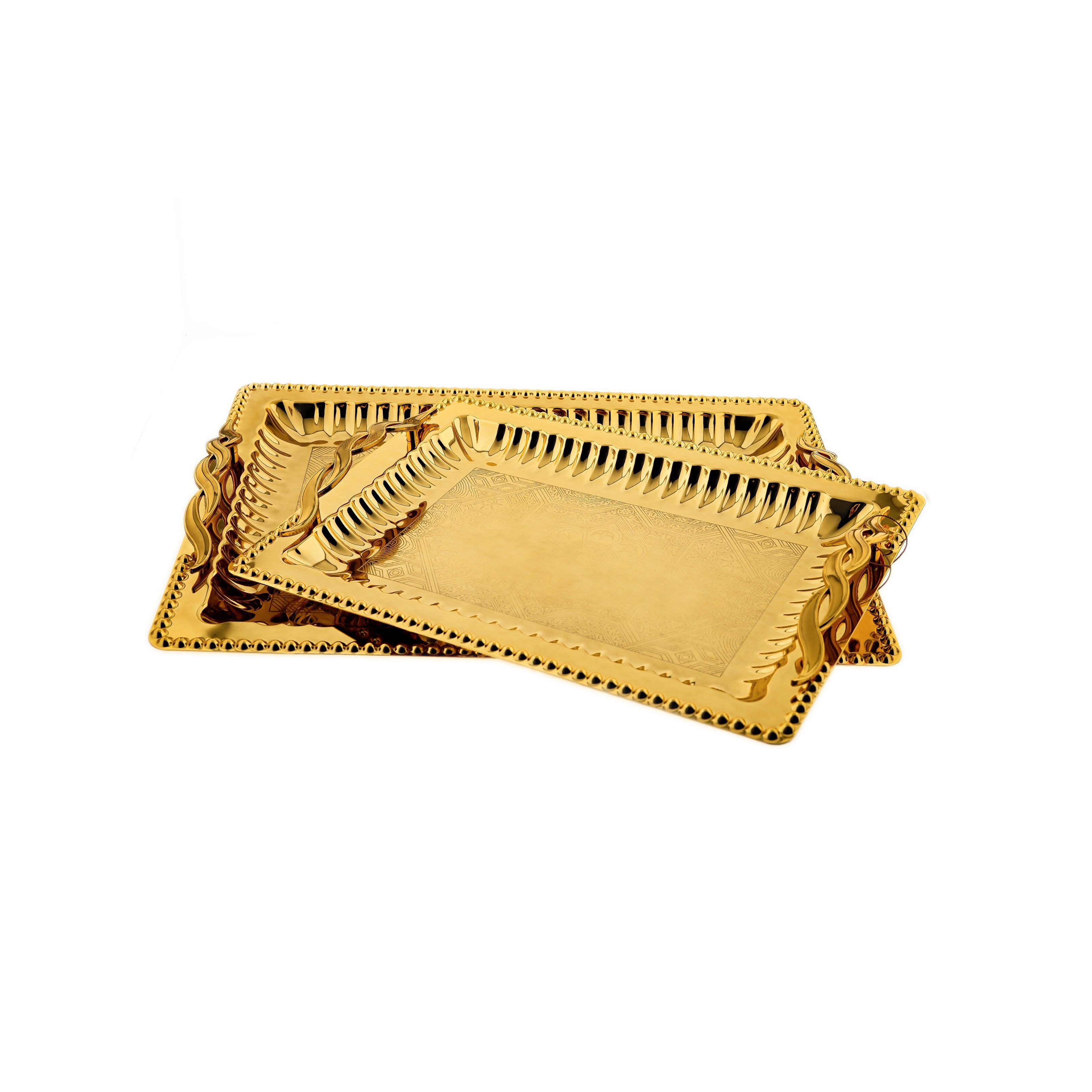 Almina Servierplatte aus hochwertigem 18/10-Edelstahl - 2er Set, Edel & Vielseitig, Edelstahl, (Packung, 2-tlg., 2er Set), 18/10-Edelstahl