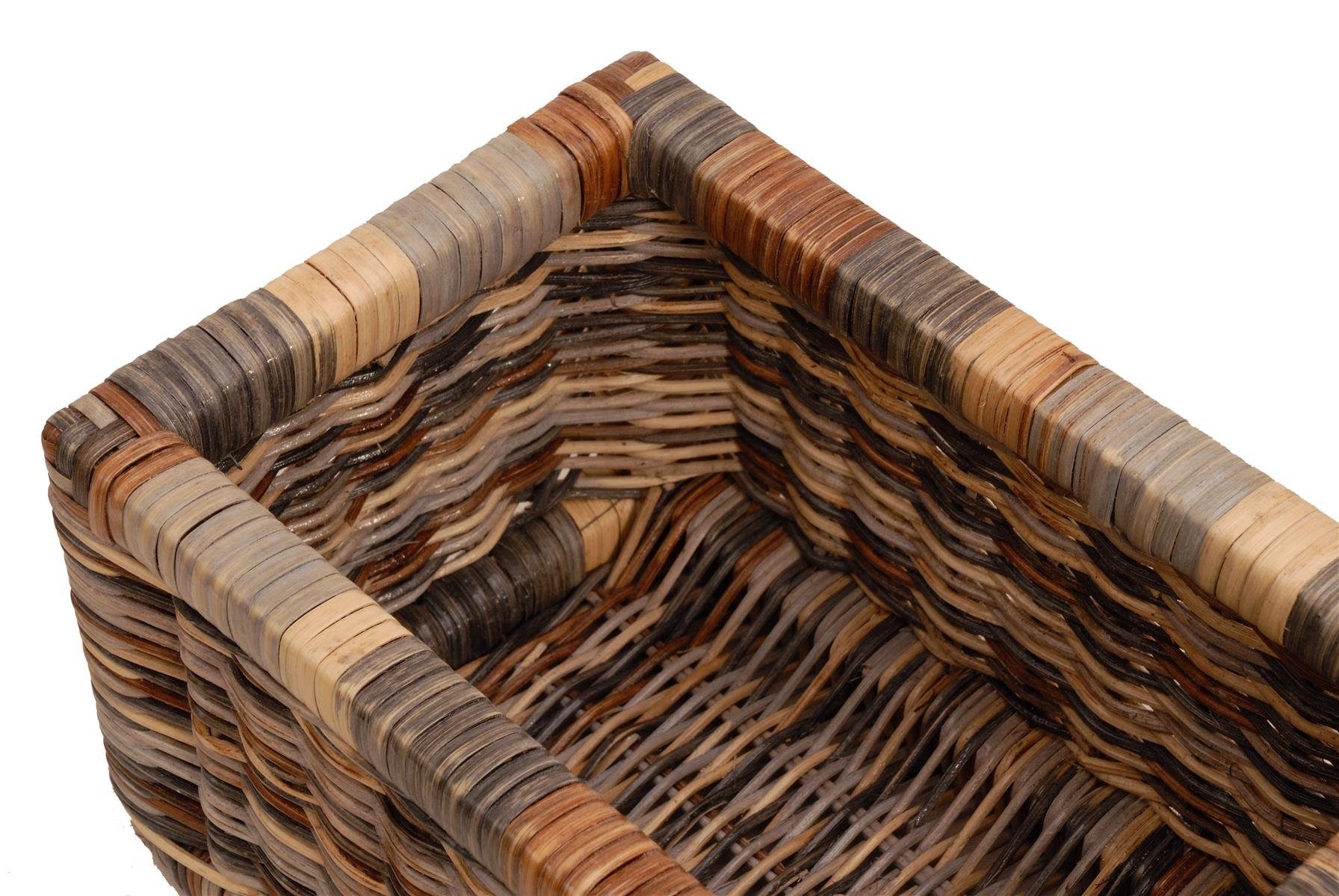 Krines Home Regalkorb Set/2 Regalkorb Aufbewahrungskorb geflochten Rattan (Klein-Mehrfarbig) (2-teiliges Set), Korbset Aufbewahrung Regal Schrankkorb Korb, ca. 20 x 32 x 17,5 cm