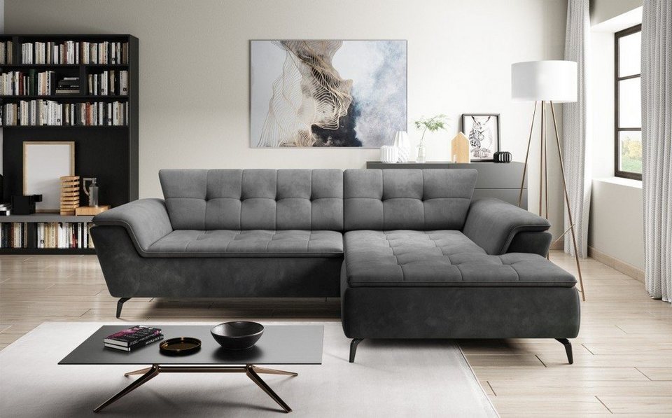 Sofa Dreams Schlafsofa Kani Samtstoff dunkelgrau, mit Bettfunktion