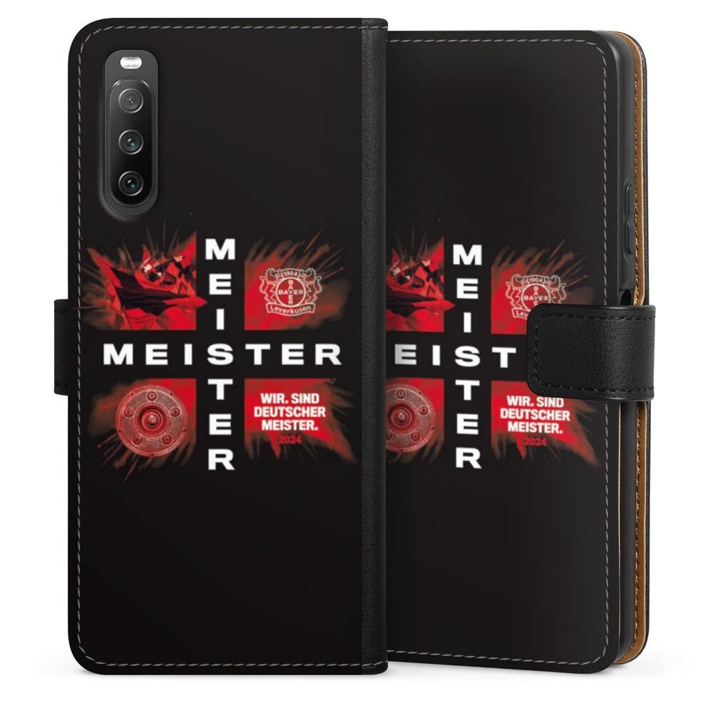 DeinDesign Handyhülle Bayer 04 Leverkusen Meister Offizielles Lizenzprodukt, Sony Xperia 10 IV Hülle Handy Flip Case Wallet Cover Handytasche Leder