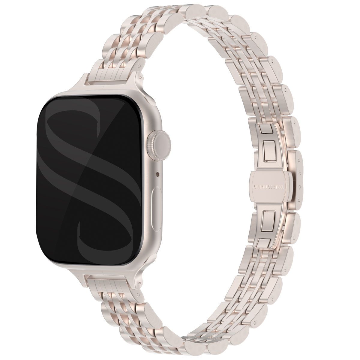 Selencia Smartwatch-Armband Selencia Jubilee inspiriertes schmales Edelstahlarmband für Apple Watc