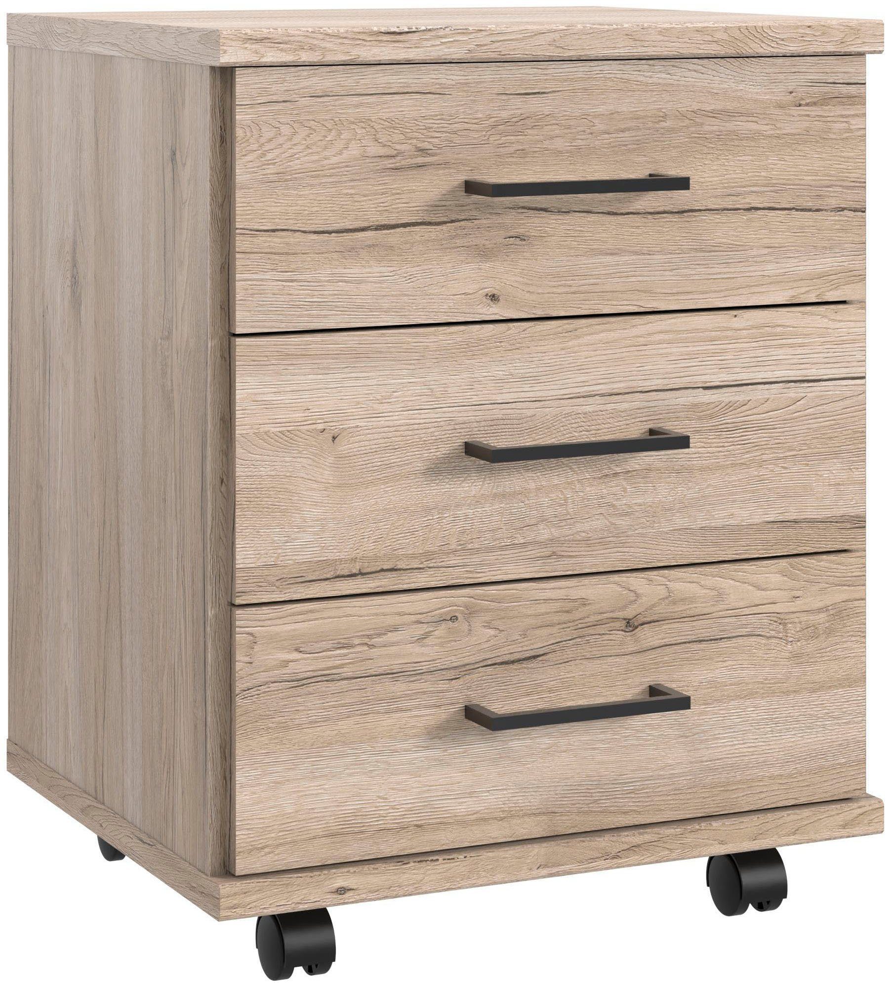 San Remo mit Nachbildung 46cm 58cm 3 Rollcontainer breit, Home Schubladen, Eiche hoch Wimex Desk,