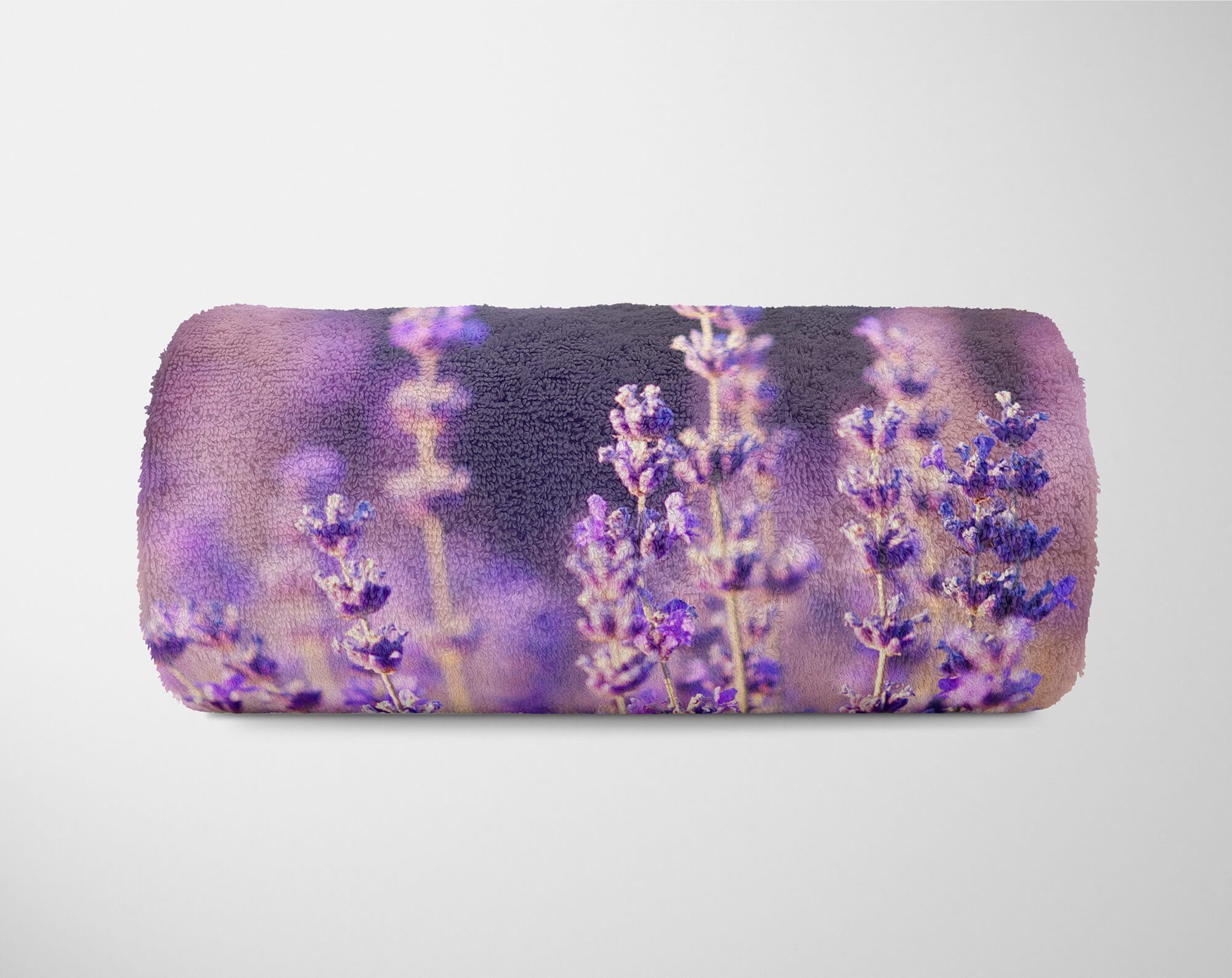 Art Sc, Handtücher Handtuch Strandhandtuch (1-St), Fotomotiv mit Blumen Baumwolle-Polyester-Mix Handtuch Saunatuch Lavendel Sinus Kuscheldecke