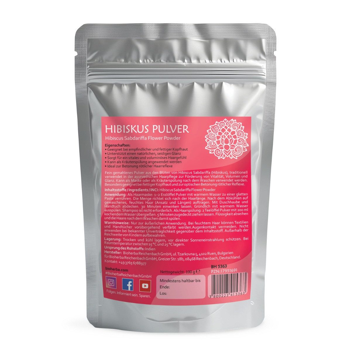 BIOHERBA R Pflege-Set Bioherba Hibiskus Pulver Hibiscus Sabdariffa Flower Powder 100g, 1-tlg.