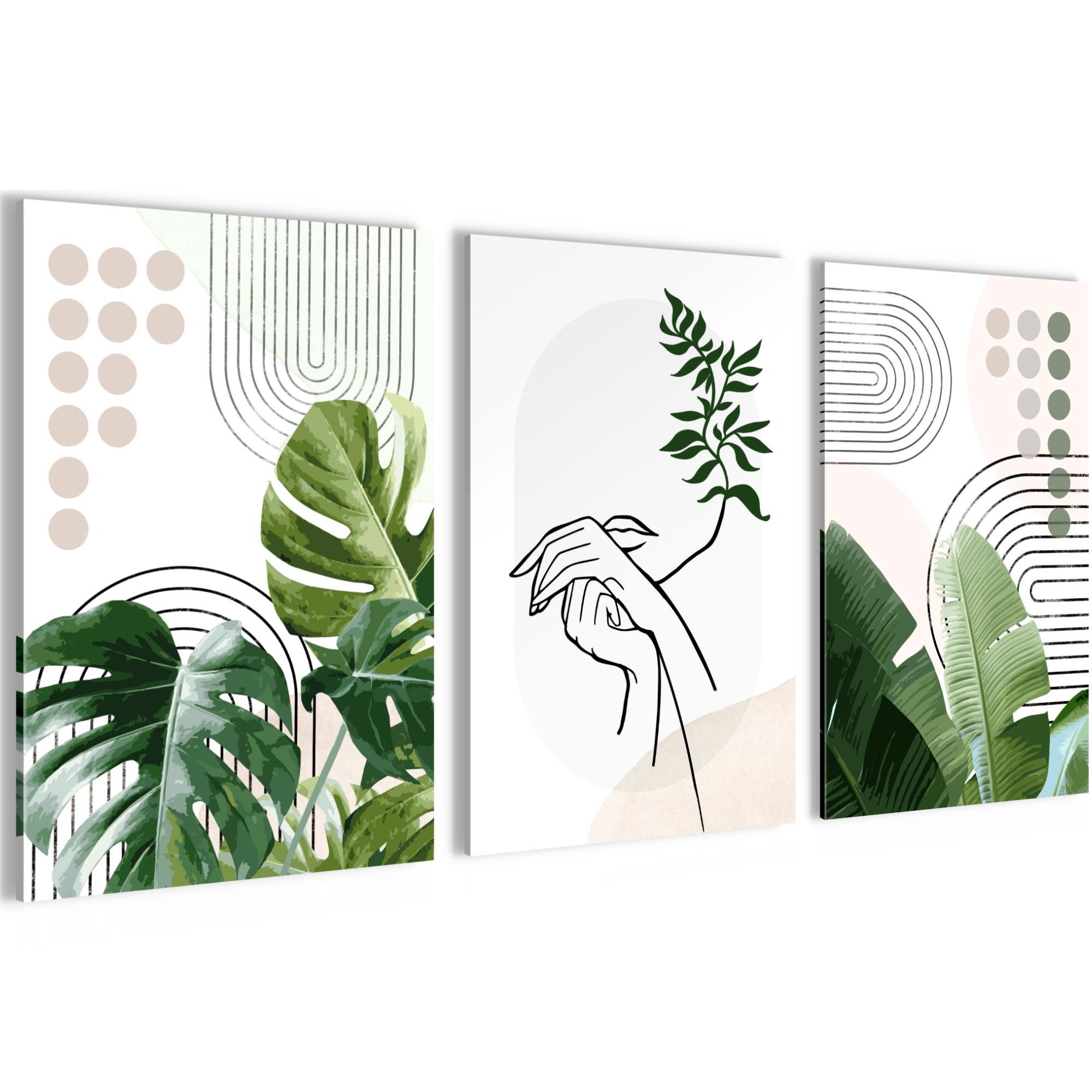 Novart XXL-Wandbild Wandbilder Wohnzimmer Modern Abstrakt Figuren Blätter günstig online kaufen