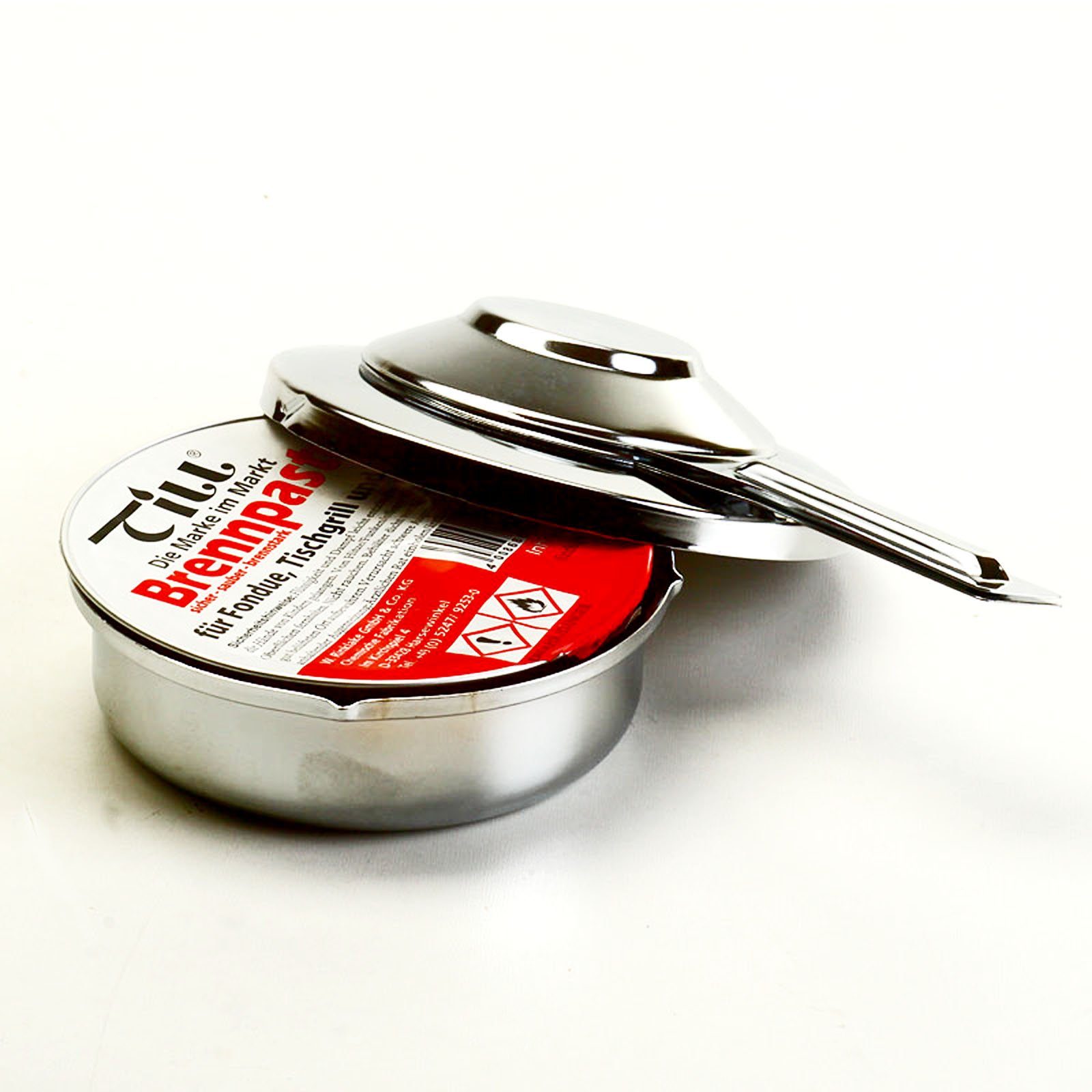 Till Bioethanol Pastenbrenner Spiritusbrenner Rechaud Brenner Fondue Speisewärmer, verchromt mit Ethanol Brennpaste 80 g