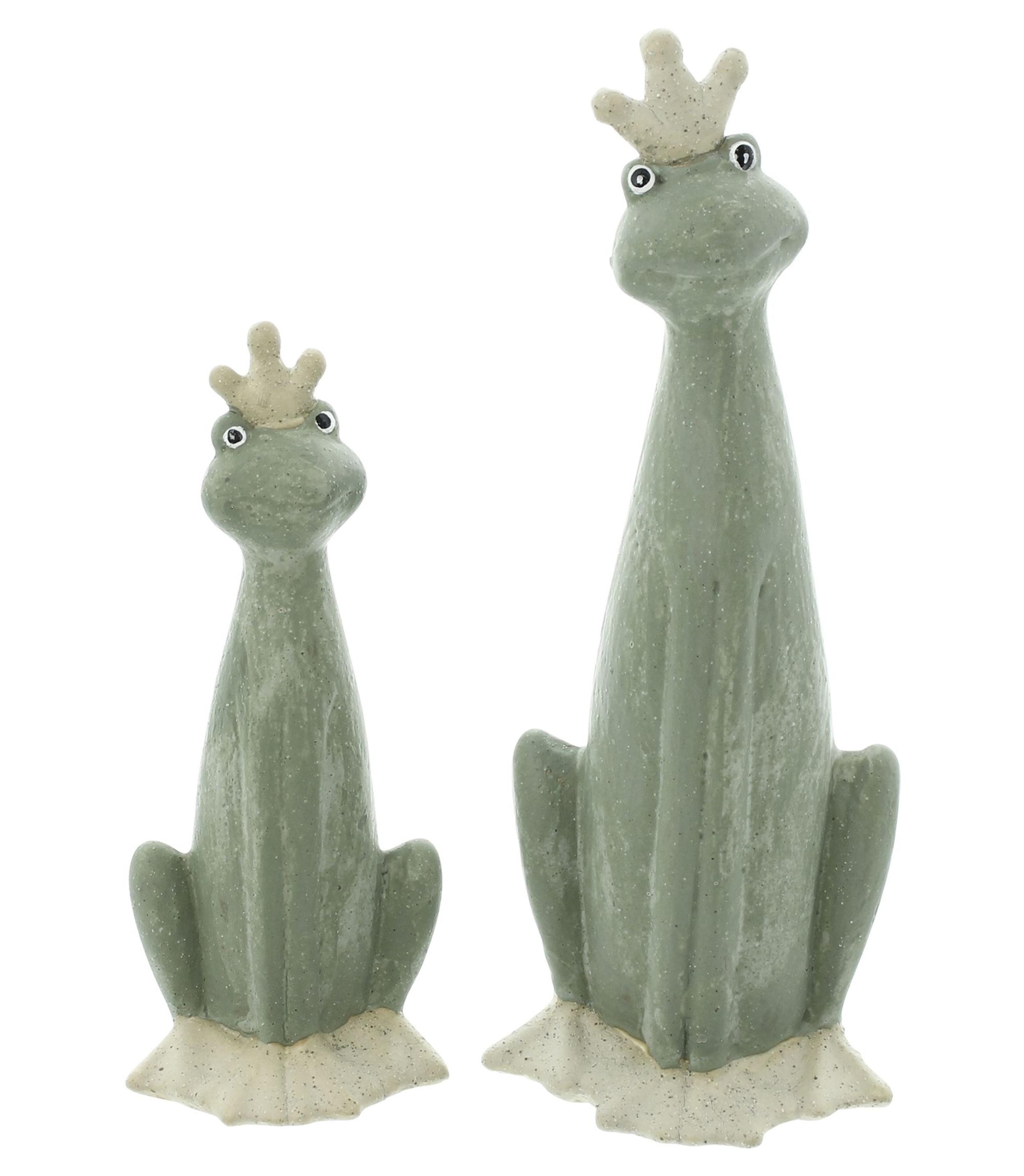 Dekofigur 2x Dekofigur Froschkönig Terracotta 20+28cm – Gartendeko