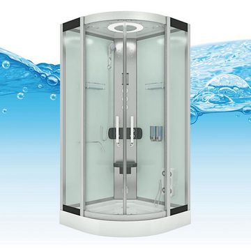 AcquaVapore Komplettdusche Fertigdusche Dusche D58-10T1 Weiß 90x90, Sicherheitsglas ESG, inklusive Duschwanne