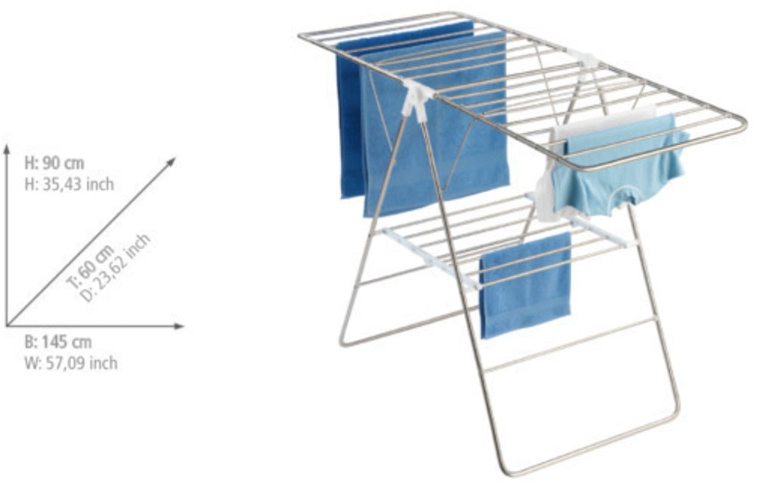 WENKO Wäscheständer Modell Flex, Wäschetrockner mit justierbaren Flügeln, 15 m Trockenlänge, klappbar