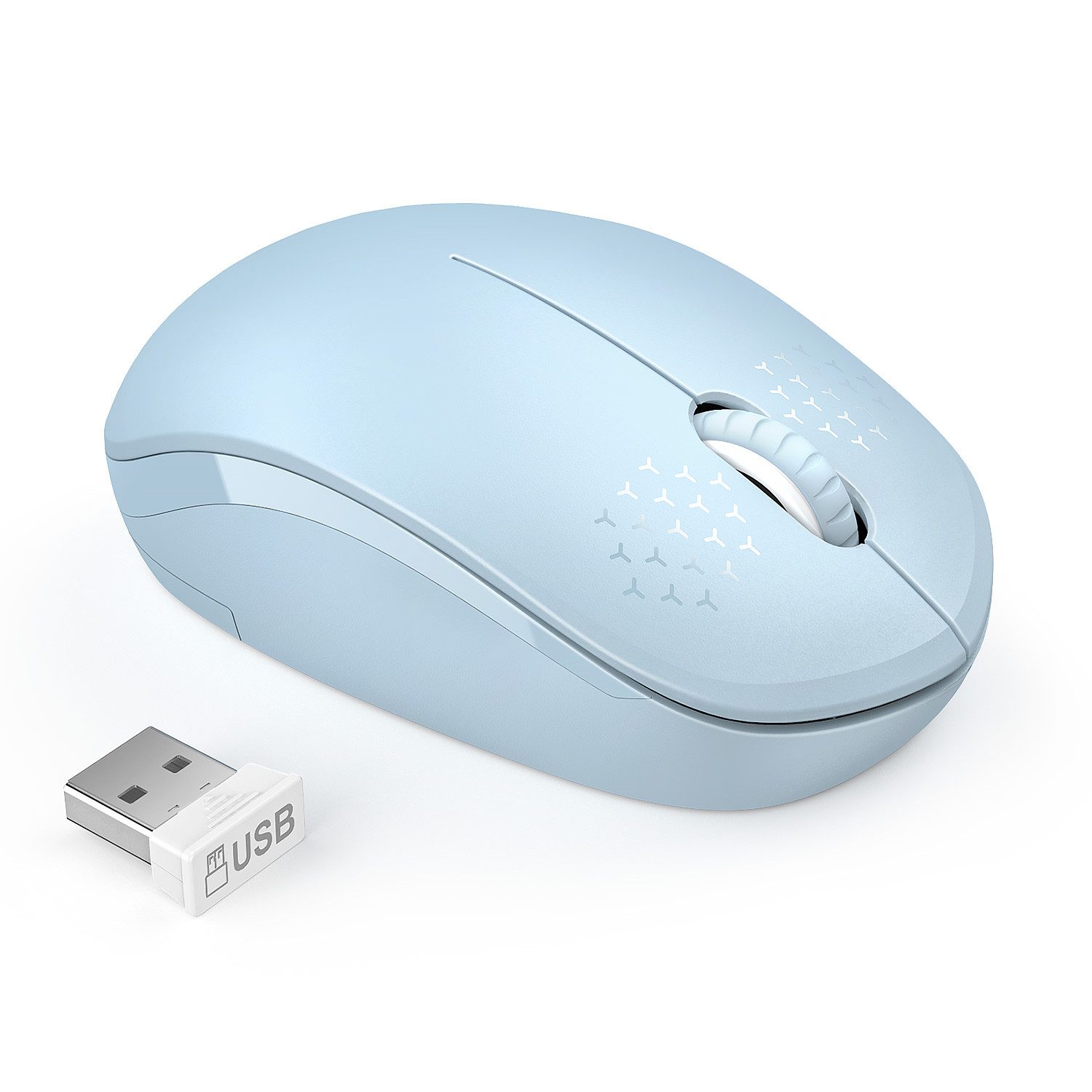Seenda 2,4G leise Funkmaus,1600DPI,3Tasten,PC/Laptop kabellos Maus (Funk, Geräuschloses Klicken)