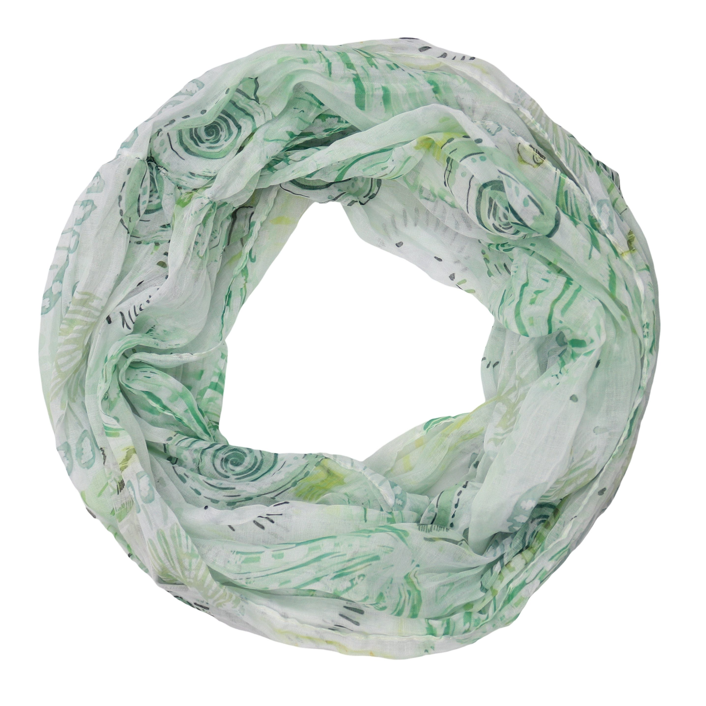 MIRROSI Loop Damen Schal mit Unterwasserwelt-Muster Weich Schlauchschal, (Zweimal um den Hals wickelbar, ca.45x75cm), Damen Halstuch ideal für Frühling, Sommer oder Herbst
