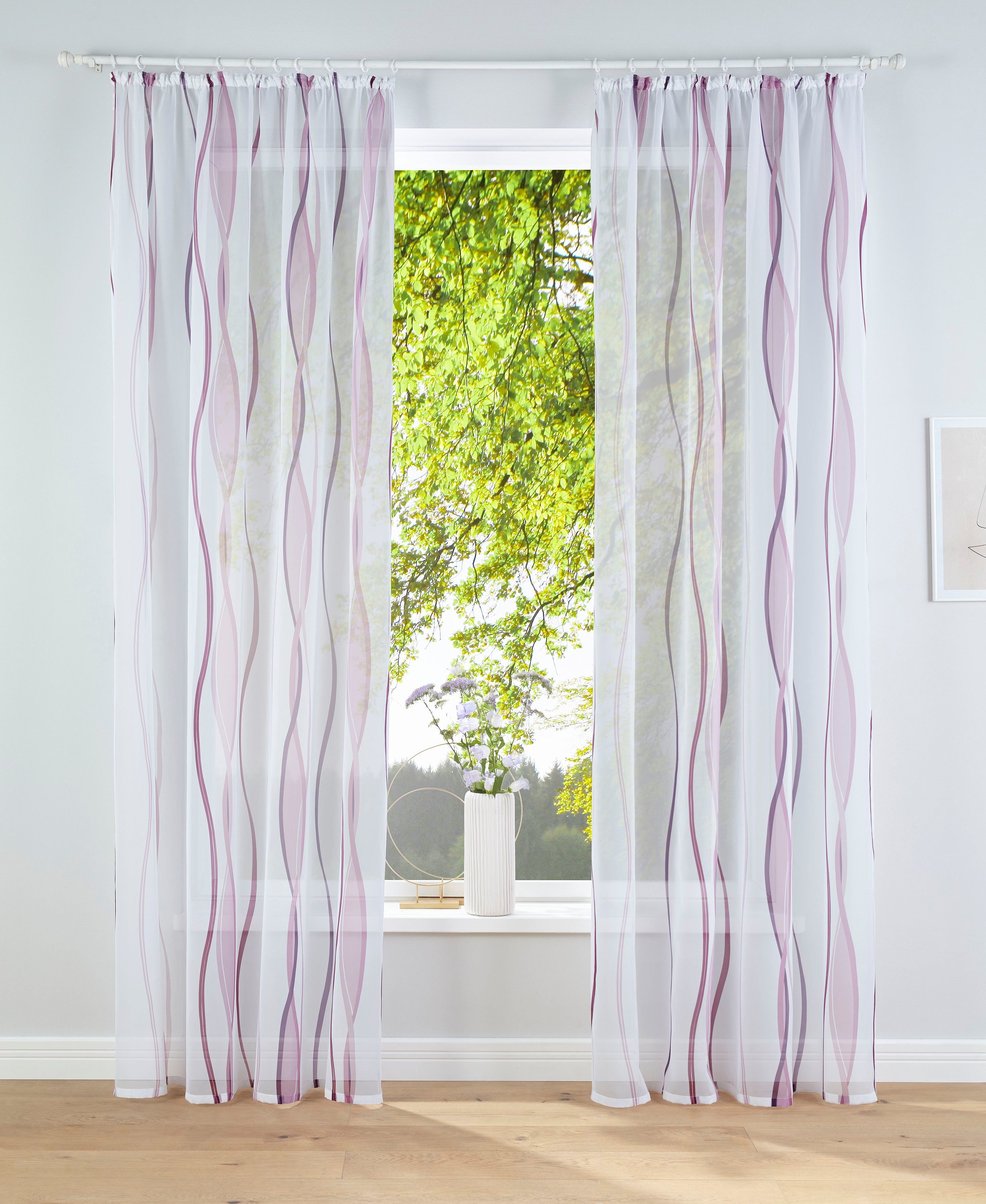 Gardine Dimona, my home, Kräuselband (2 St), transparent, Voile, 2er-Set, Bestseller, Polyester, Wellen