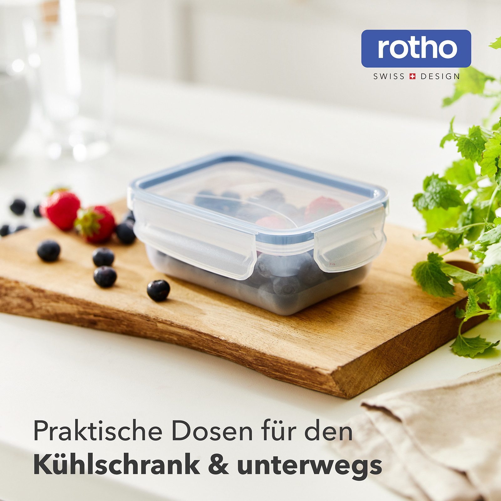 ROTHO Frischhaltedose CLICK LOCK Frischhaltedosen Set 8x0,5 l luftdicht mit Clipverschluss, Kunststoff, (Vorratsbehälterset, 8er-Set), Luftdichtes Frischhaltedosen Set für sichere Lebensmittelaufbewahrung