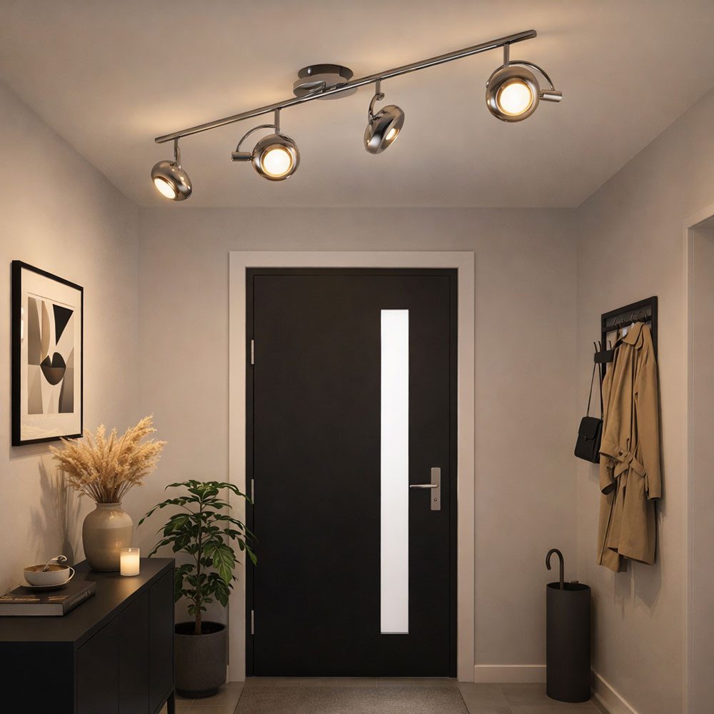 Esto LED Deckenleuchte, Leuchtmittel inklusive, Warmweiß, LED Deckenlampe 4 flammig Spotleiste schwenkbare Strahler Länge 70 cm