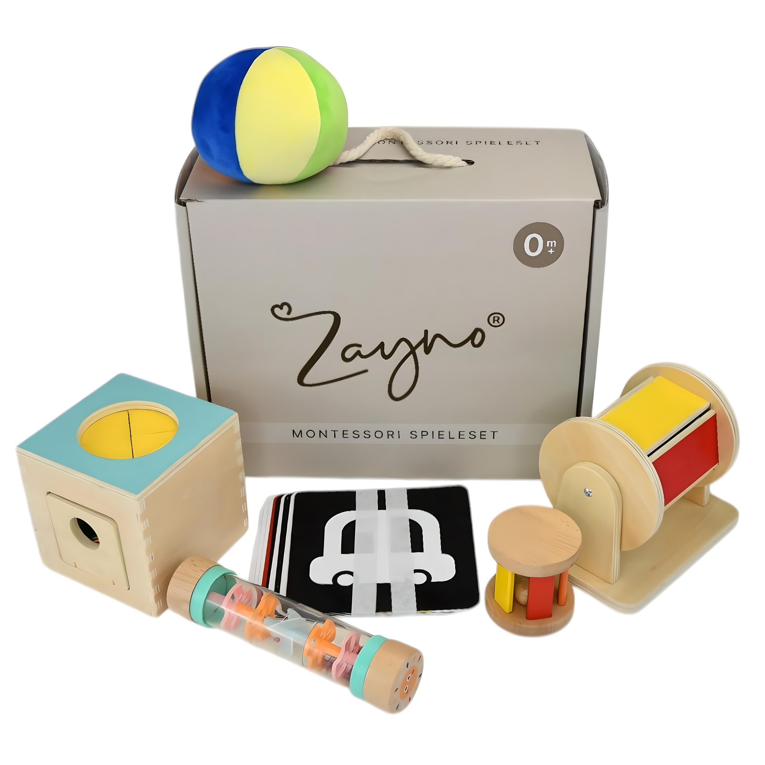 Zayno Greifspielzeug "Montessori" Spieleset 0-6 Monate (Packung, 1-tlg., Beflügelt die Fantasie deines Kindes), Unterstützt erste motorische Fähigkeiten