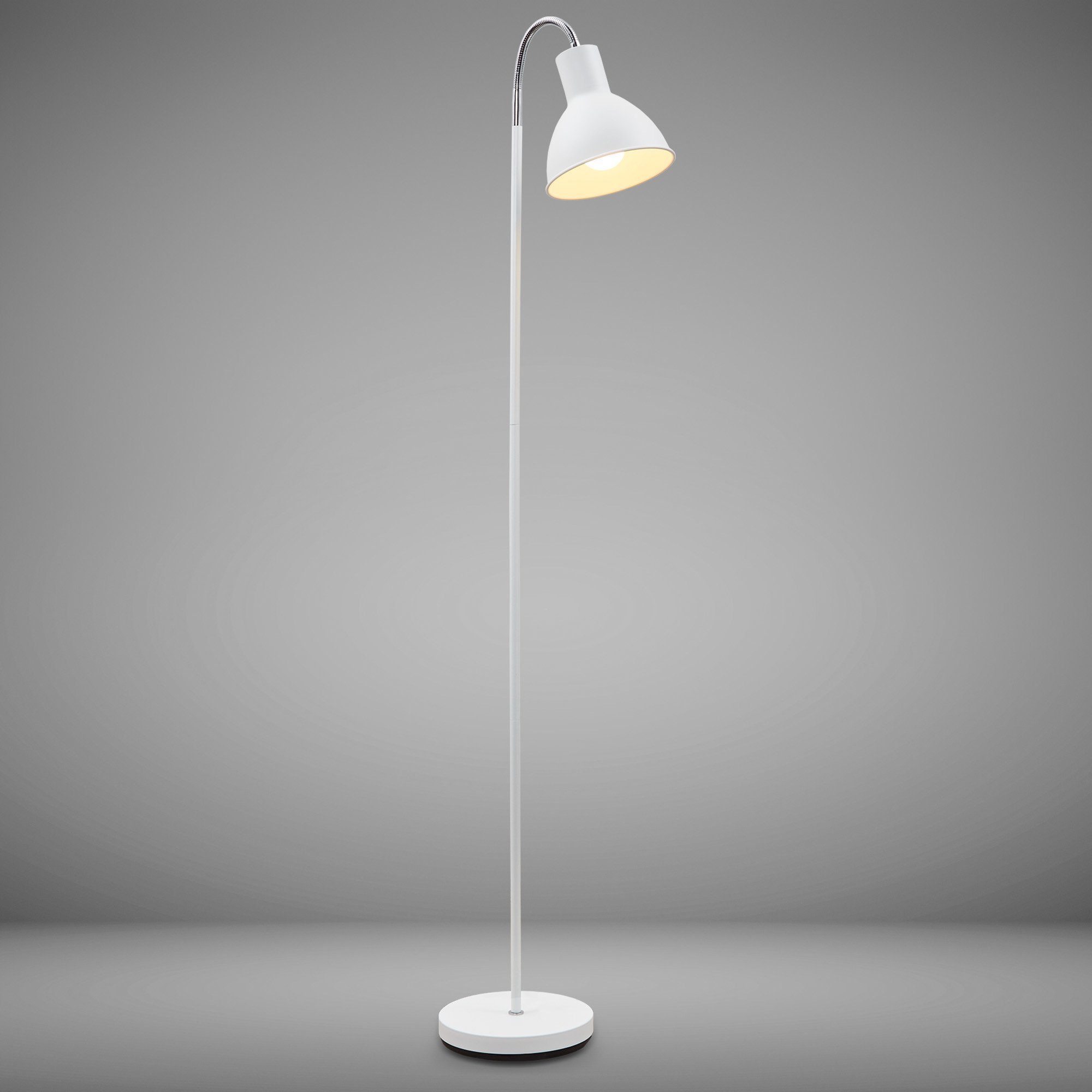 Leuchtmittel, E27 LED Stand-Leuchte schwenkbar weiß Stehleuchte Warmweiß, Metall B.K.Licht Industrial Design ohne Stehlampe,