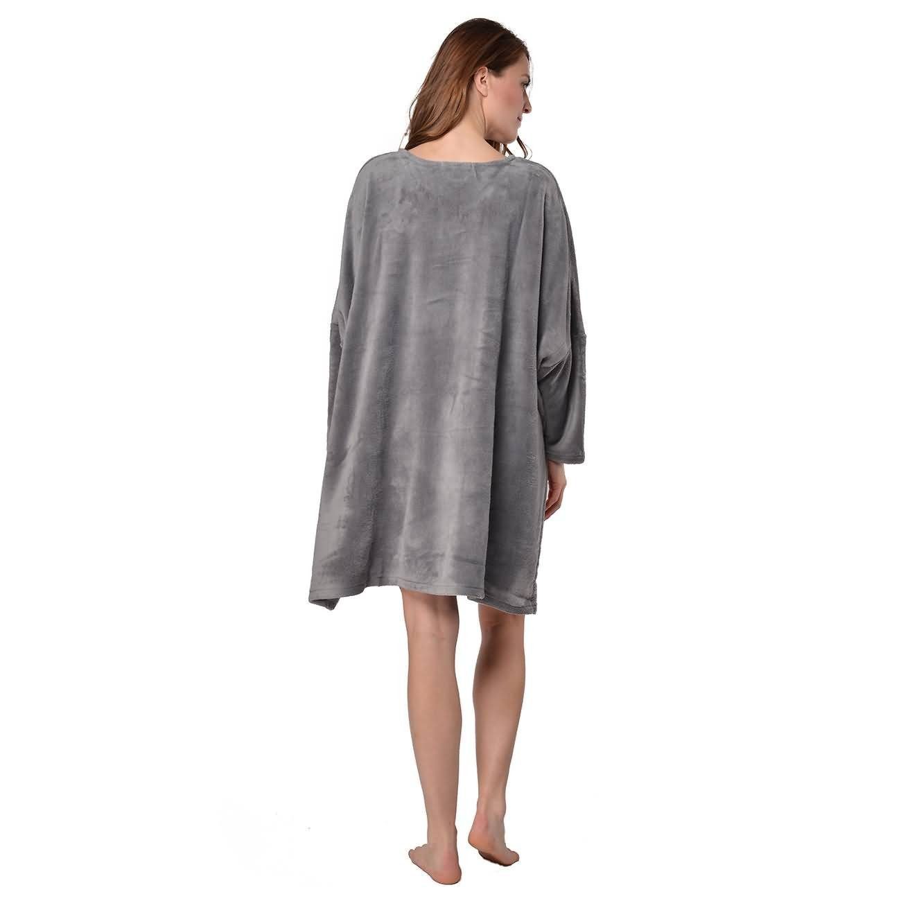M-Diamant Damenbademantel Damen Bademantel Morgenmantel Fleece Poncho Micro-Velours atmungsaktiv, ohne Verschluss, Kuschelig weicher Fleece-Poncho – Bild 5 von 5