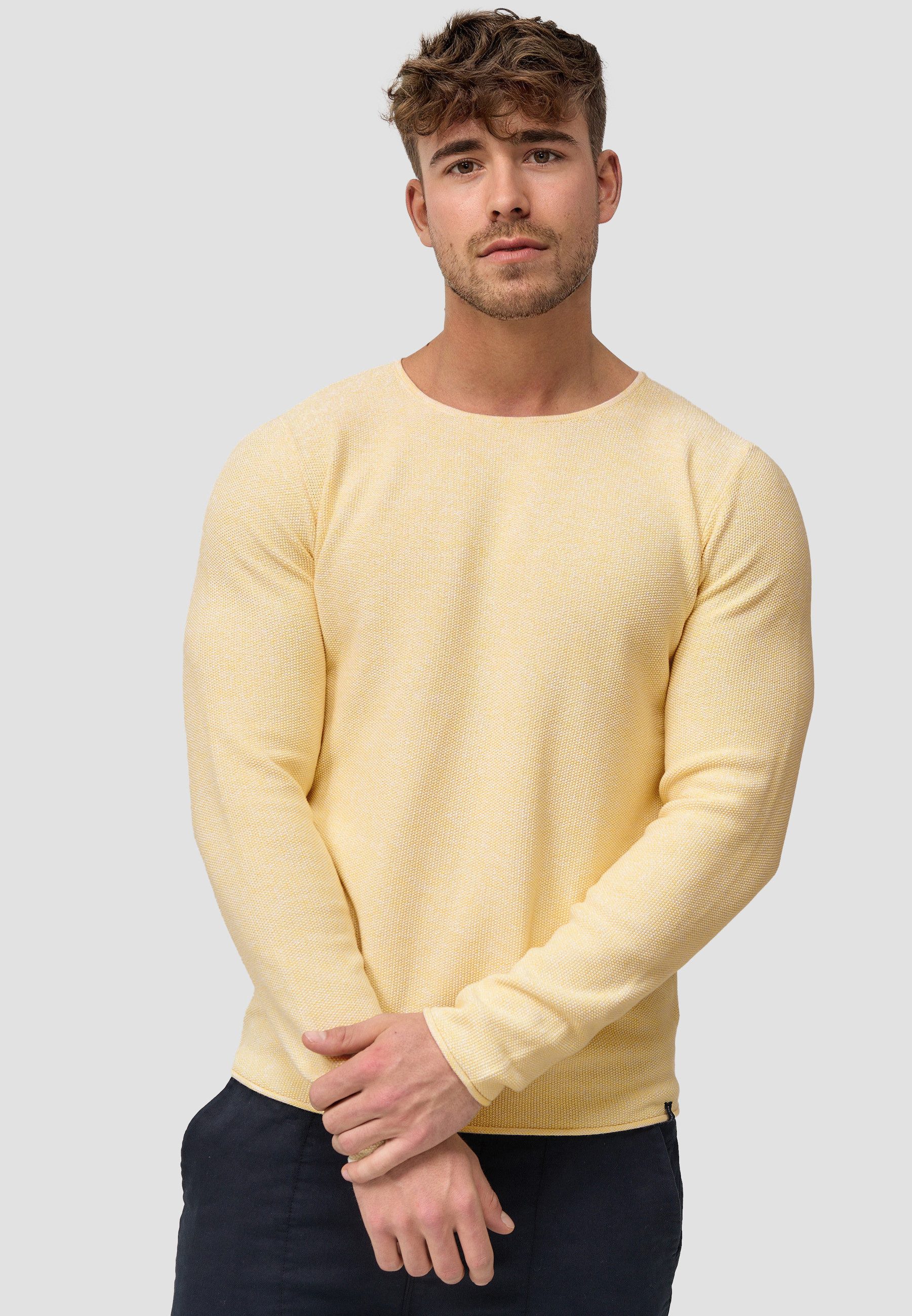 INDICODE Strickpullover Herren Loakim Pullover Herrenpullover aus elastischer Baumwoll-Qualität, Rundhalsausschnitt