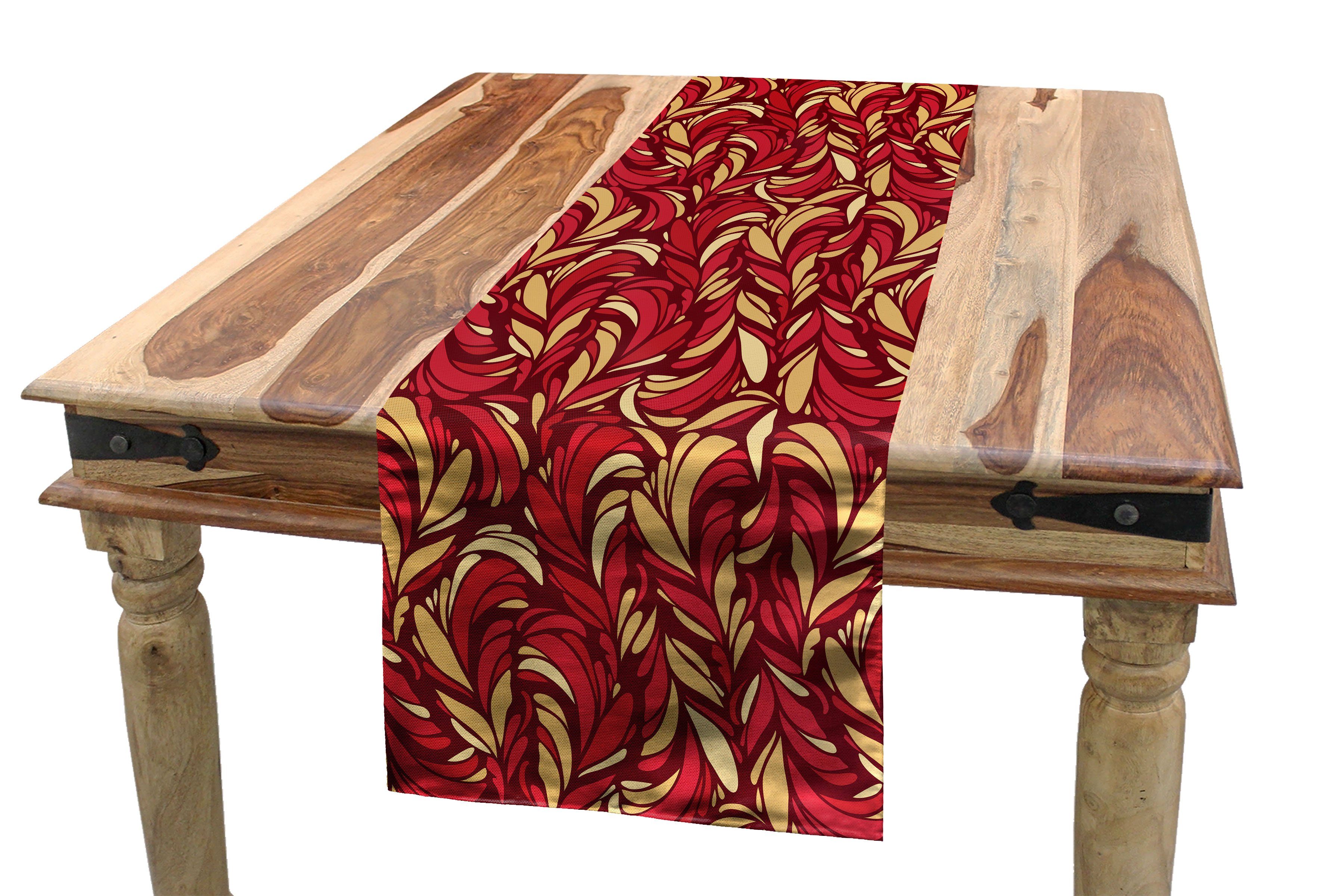 Tischläufer, Dekorativer Blätter Esszimmer Tischläufer Laub Rechteckiger Abakuhaus Muster Farbiges Küche