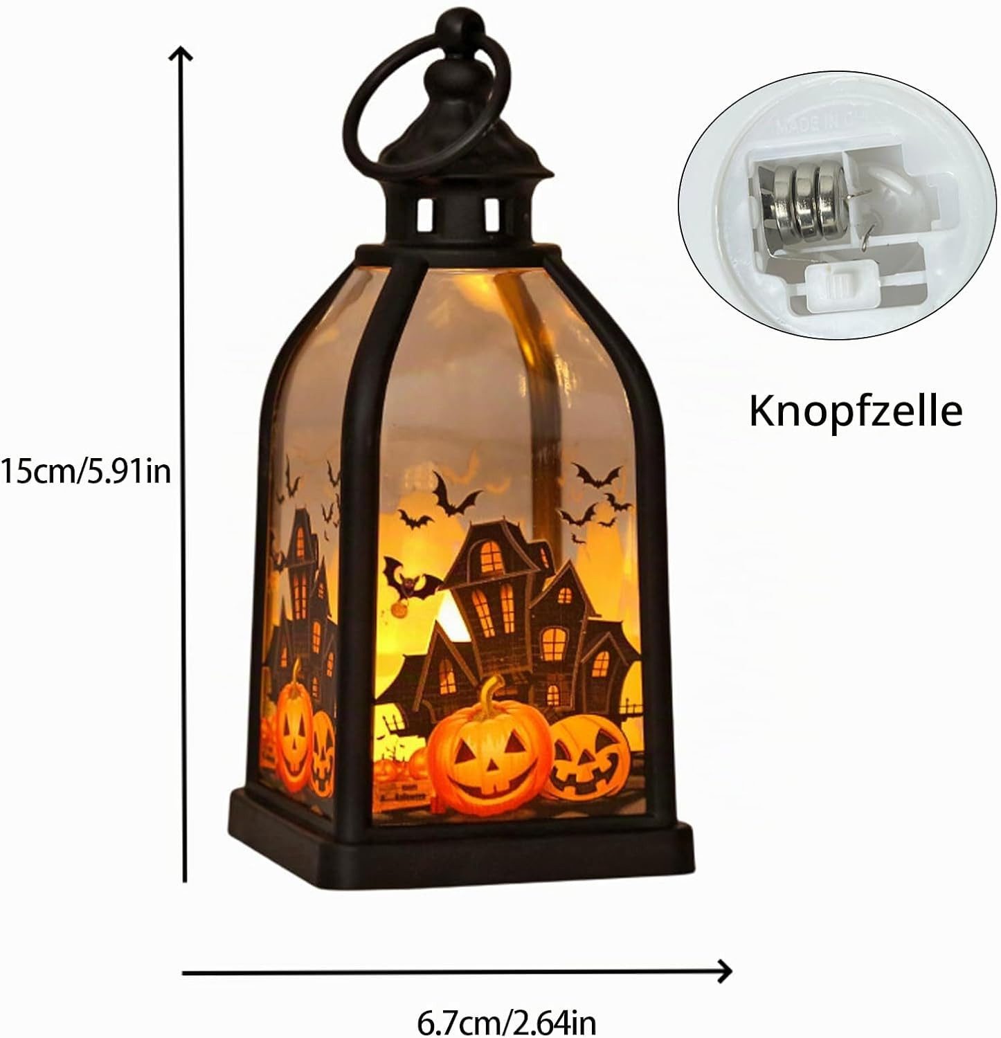 FELIXLEO LED Laterne 4 Stück Halloween Laternen, 15 cm LED-Kerzenlaternenmit Hexe und Geist – Bild 2 von 5