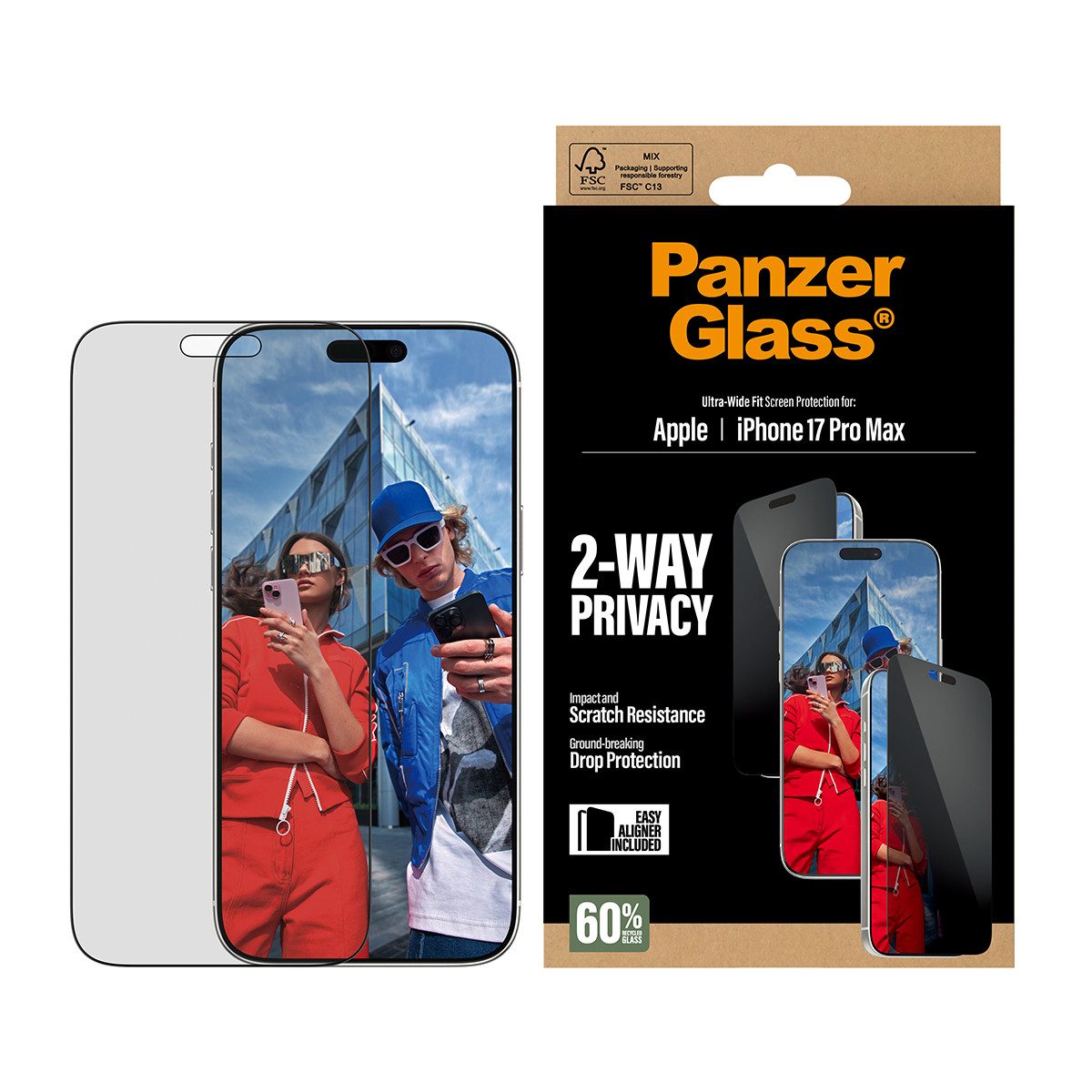 SAFE by PanzerGlass Displayschutzglas 2-Way Privacy Schutzglas iPhone 17 Pro Max/UWF – Bild 2 von 5