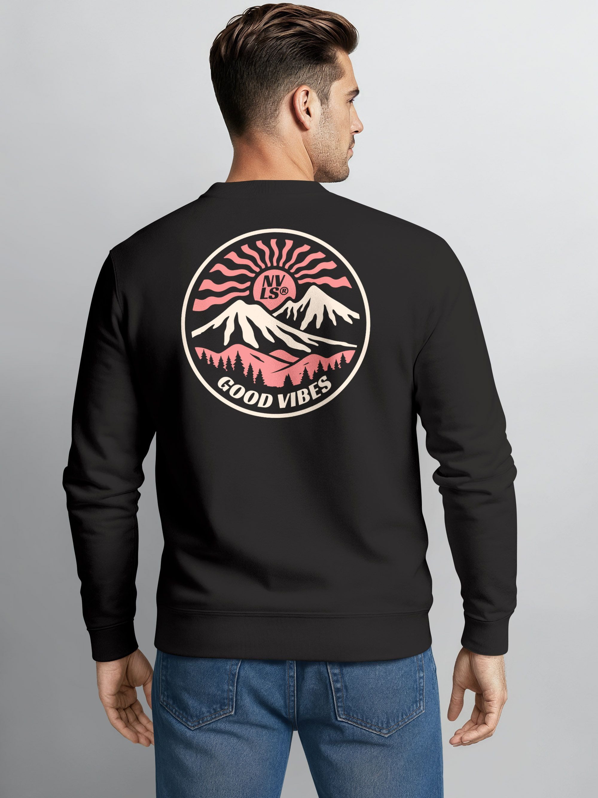 Neverless Sweatshirt Sweatshirt Herren Pullover Backprint Retro Circle Good günstig online kaufen