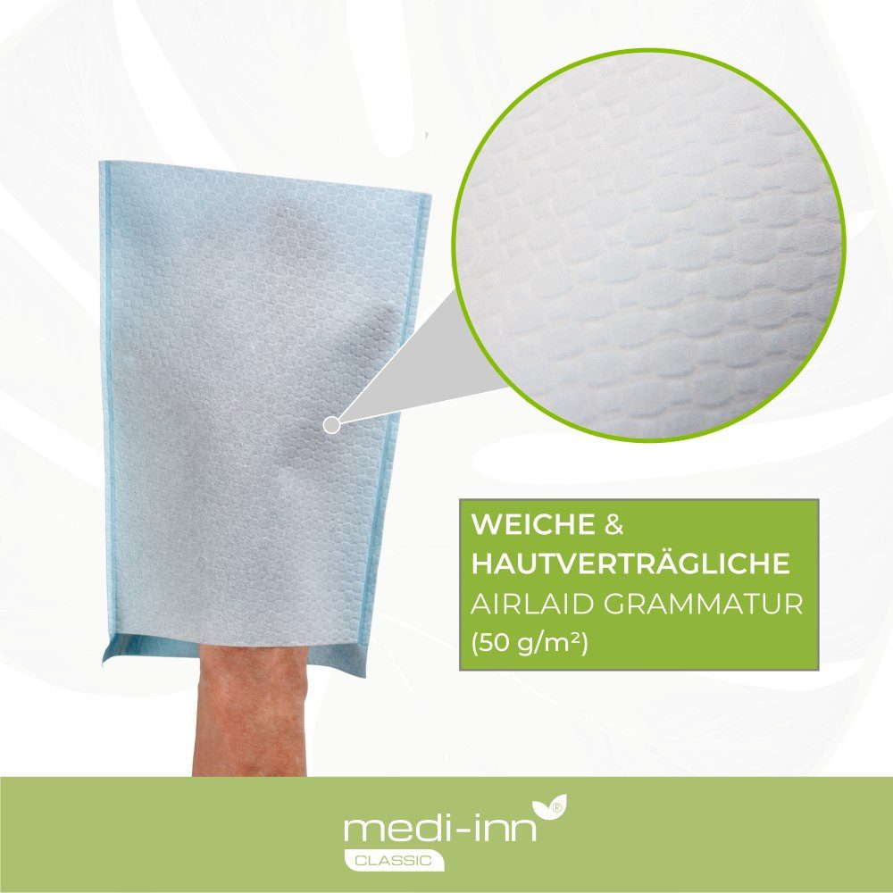 Medi-Inn Waschlappen Waschhandschuhe Airlaid, PE-Innenbeschichtung, 22x16 cm, hellblau – Bild 4 von 5
