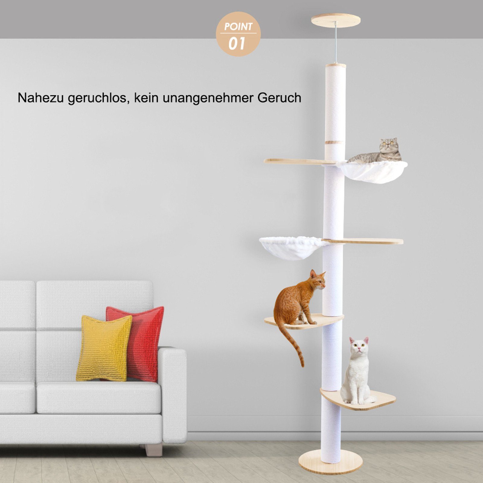 Liszton Kratzbaum Katzenbaum,5-stöckig, von Boden bis Decke, höhenverstellbar190–260 cm