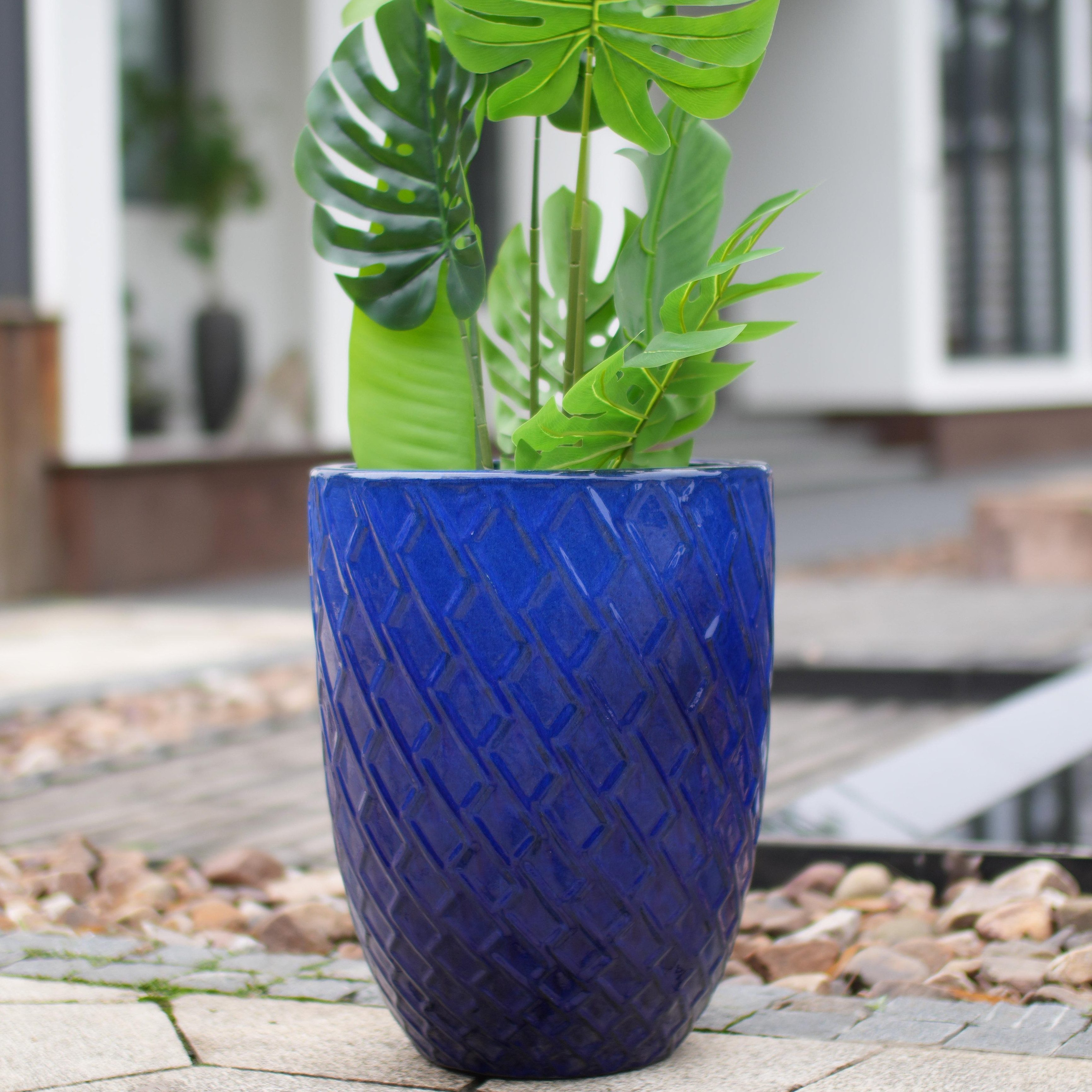 Rolipo Blumentopf Pflanzkübel 42cm durchmesser Keramik frostsicher handgefertigt