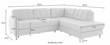 sit&more Ecksofa Picasso L-Form, wahlweise mit Bettfunktion und Bettkasten