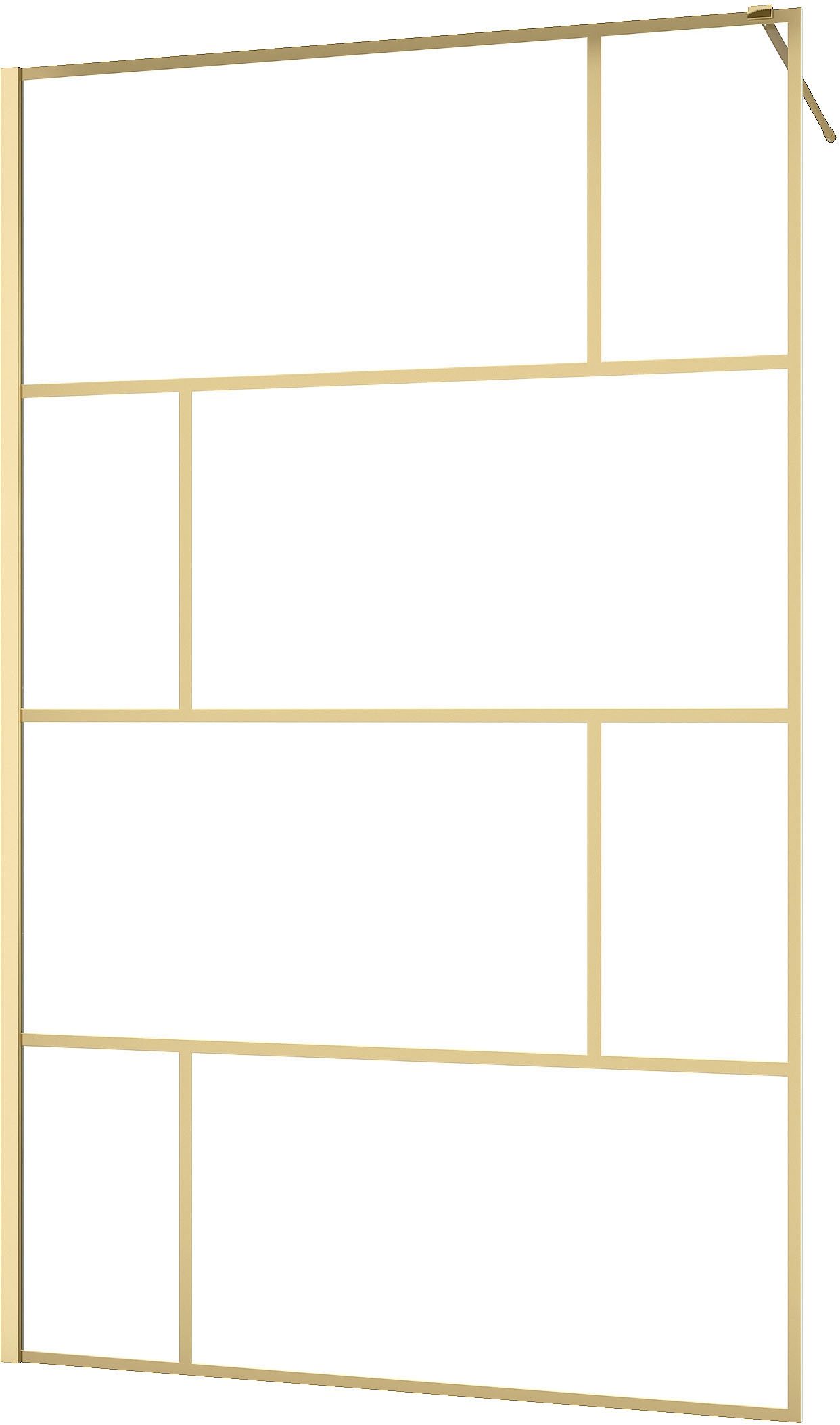 Marwell Walk-in-Dusche Bricks Gold, Einscheibensicherheitsglas, mit goldenen Siebdruck