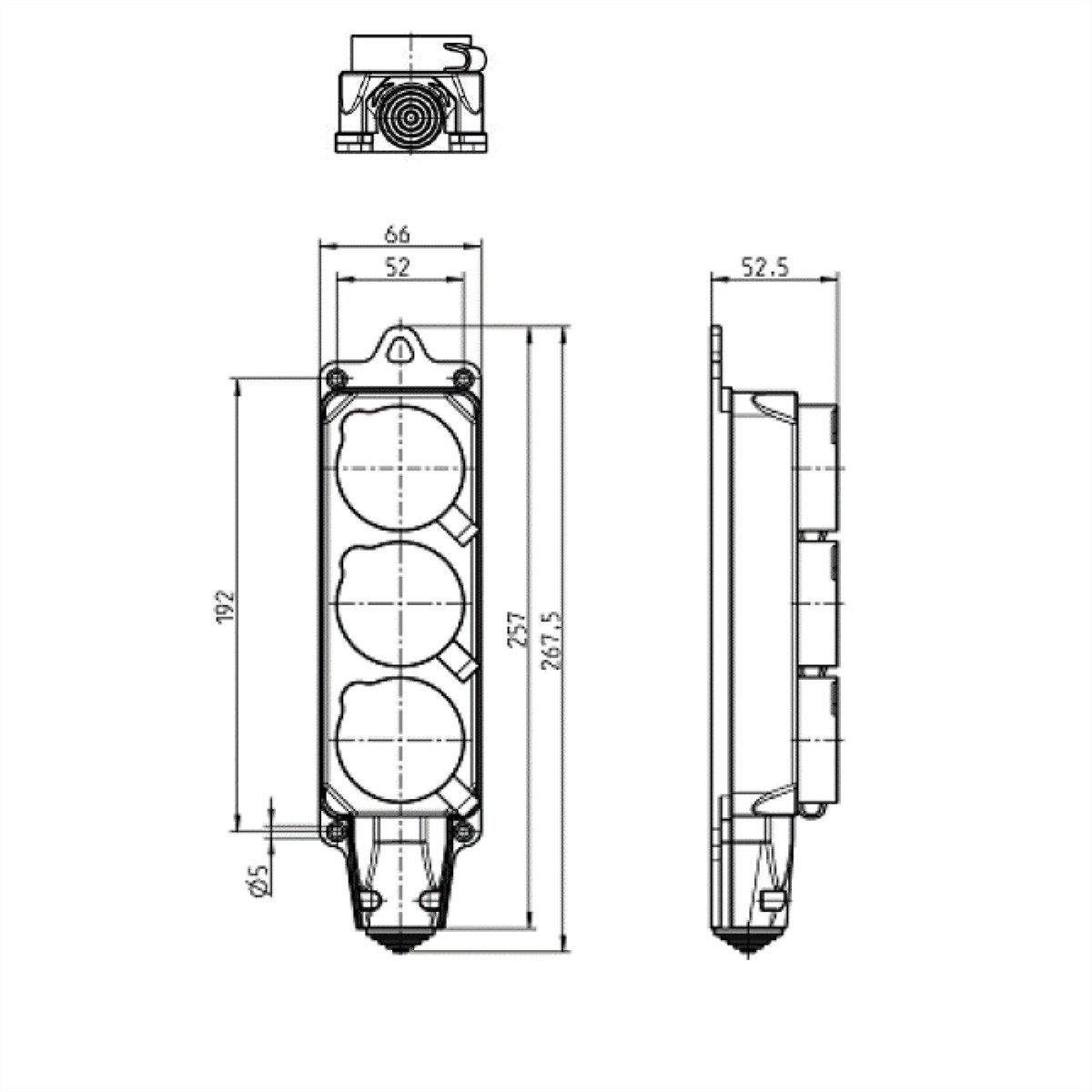 Bachmann Verteiler Steckdose 3xCEE7/3 Stromadapter zu Schutzkontakt, CEE 7/3, Typ-F, 0 cm, 3x Schutzkontakt IP44, 381.109