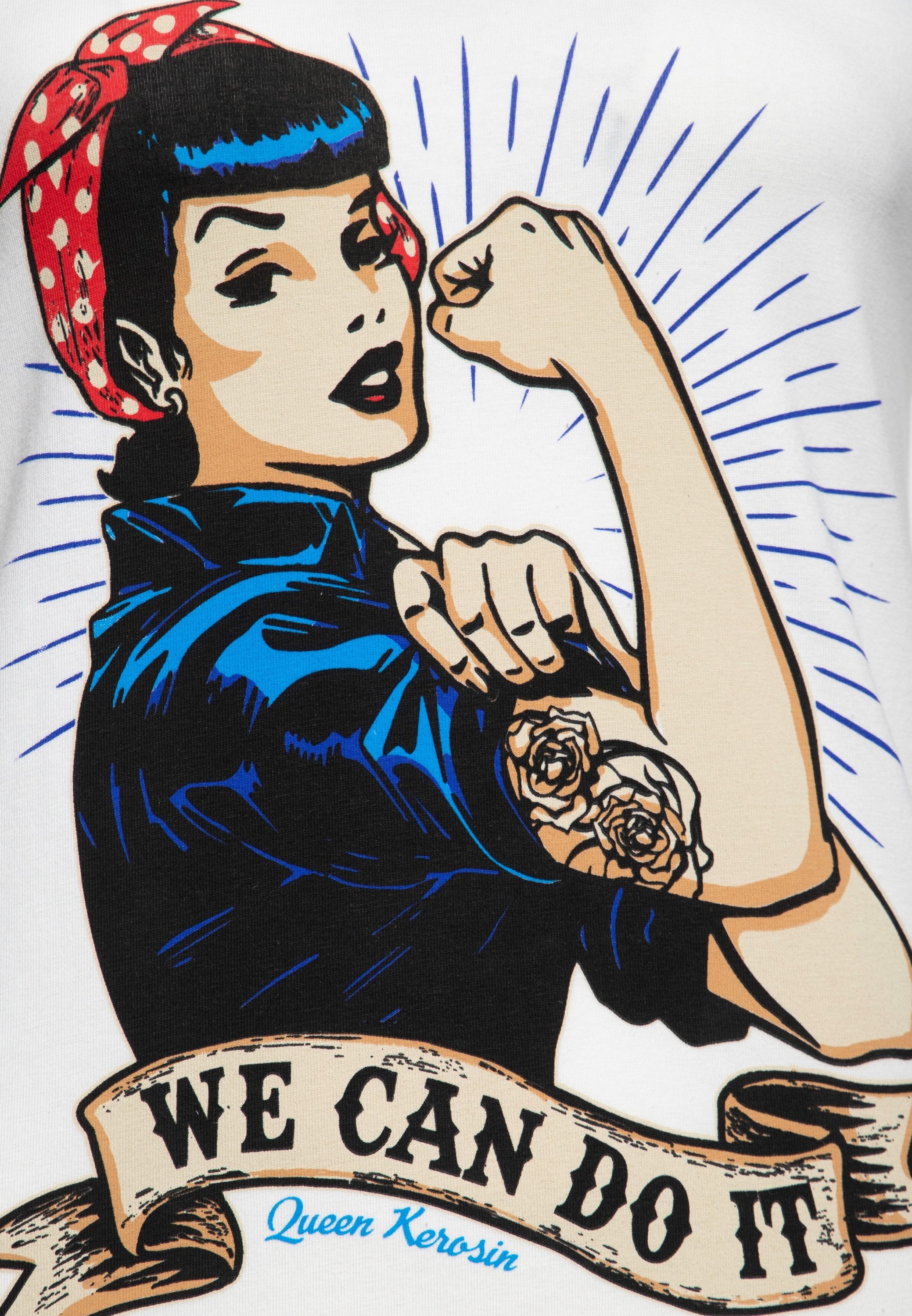 QueenKerosin Print-Shirt We can do it mit großem Vintage Druck vorne – Bild 5 von 5