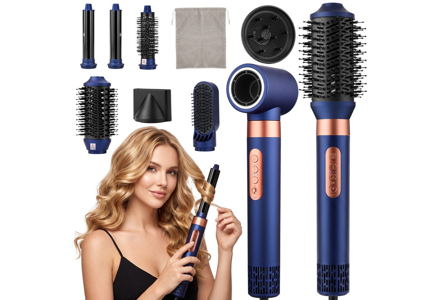 HS Onsing Multihaarstyler 8-in-1 Heißluftstyler mit Locken,Glätten,Hochgeschwindigkeits-Föhn, 1600W Stylingtool mit 4 Temperaturen, 3 …