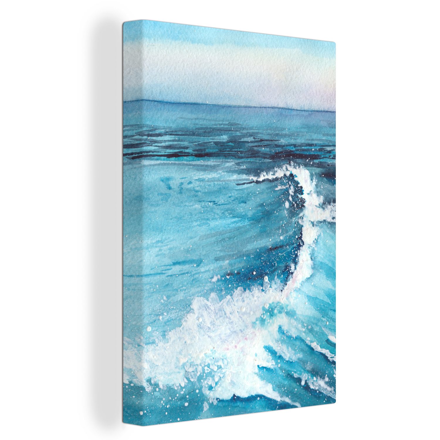 Aquarell, (1 cm fertig Meer OneMillionCanvasses® bespannt Golf Gemälde, St), - inkl. 20x30 Leinwandbild - Zackenaufhänger, Leinwandbild