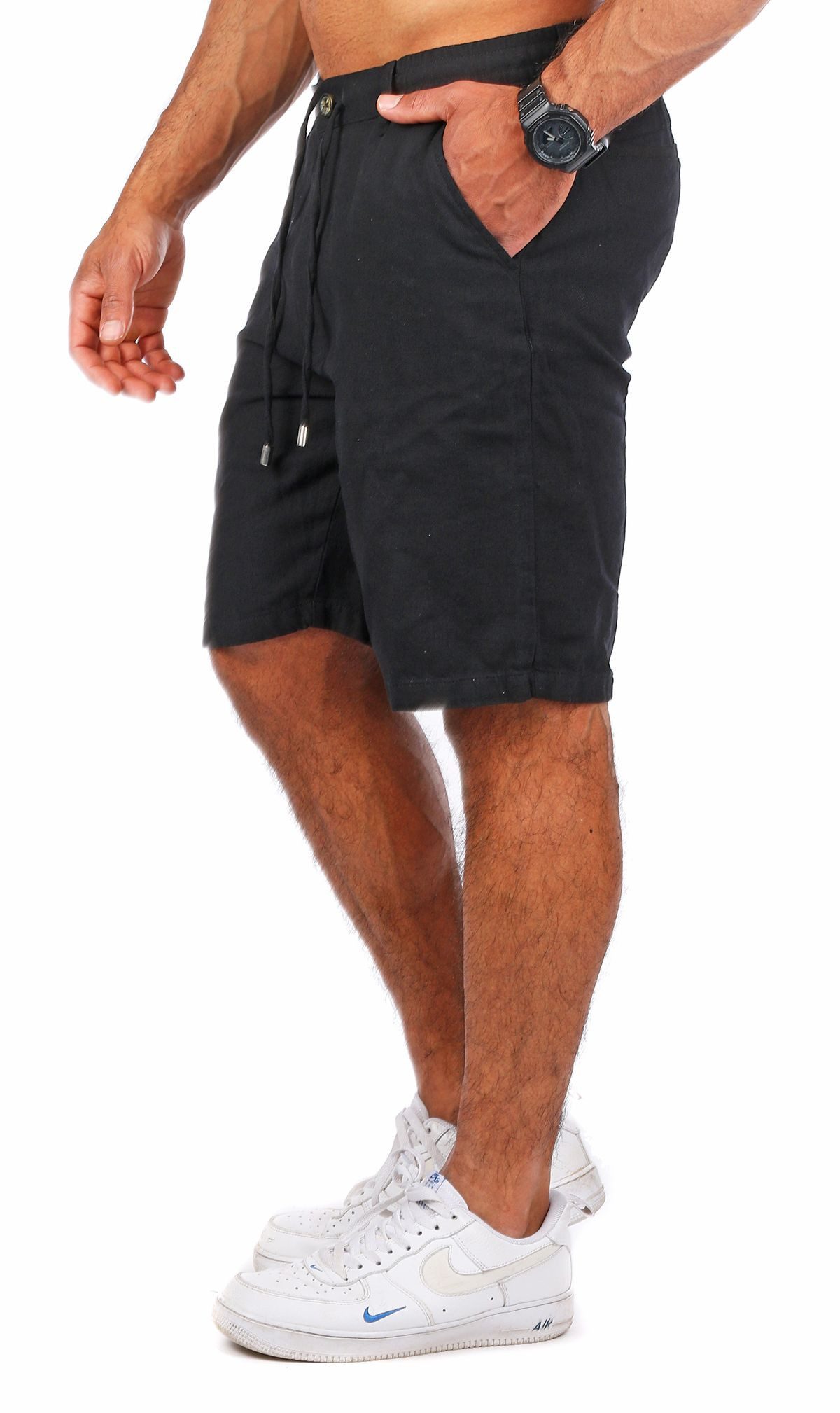 CARISMA Shorts Herren Leinen Baumwoll Mix Hose kurz trendig angenehm regular fit 2219 in Unifarbe