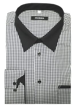 Huber Hemden Langarmhemd HU-0079 Kentkragen, Kontraststoff, Regular Fit - gerader Schnitt, Made in EU