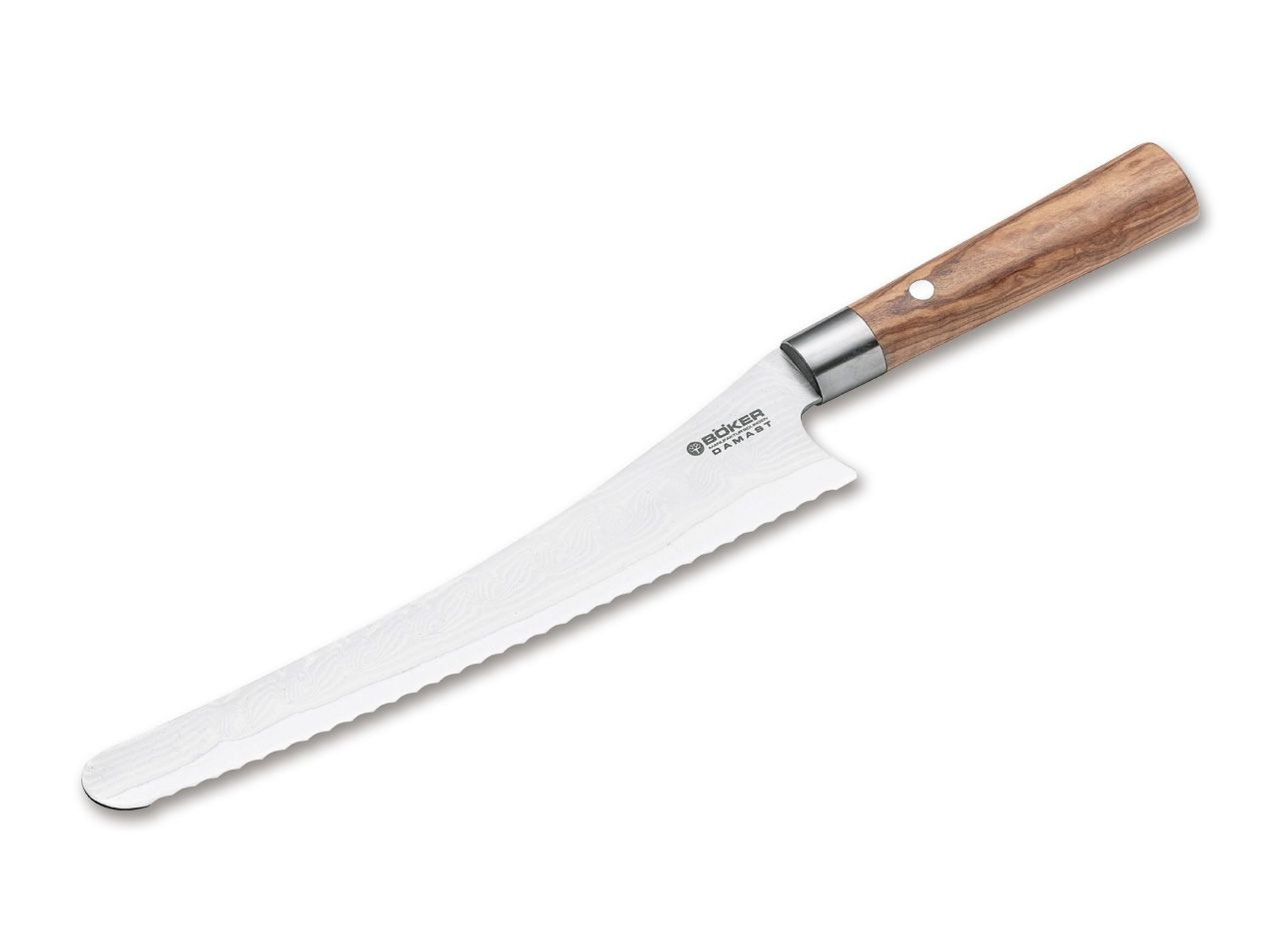 Böker Manufaktur Solingen Universalküchenmesser Böker Damast Olive Brotmesser