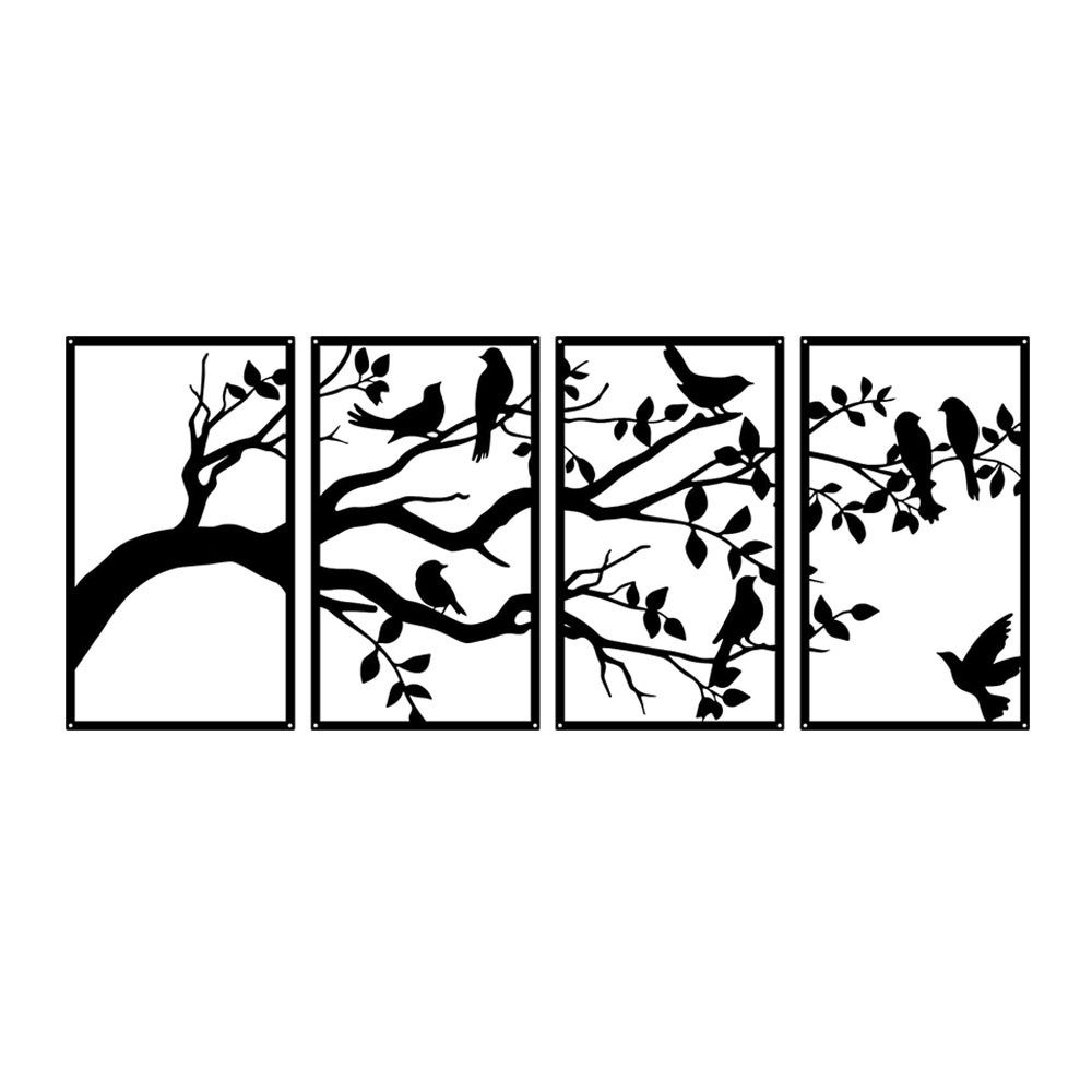 NUODWELL Wanddekoobjekt 4 Stück Metall Vögel und Zweig Wanddeko, Baum von L günstig online kaufen