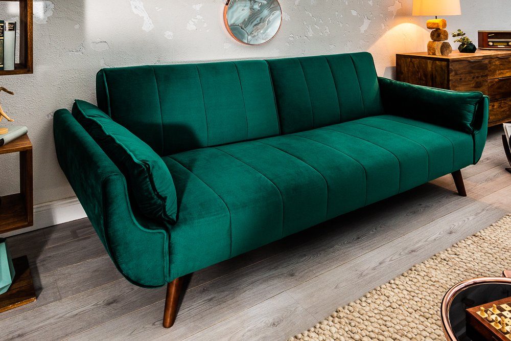 riess-ambiente Schlafsofa DIVANI 220cm smaragdgrün/braun - Samt, Gummibaum, inkl. Kissen, Retro, Einzelartikel 1 Teile, 3-Sitzer mit Bettfunktion - ideal für Wo – Bild 5 von 5