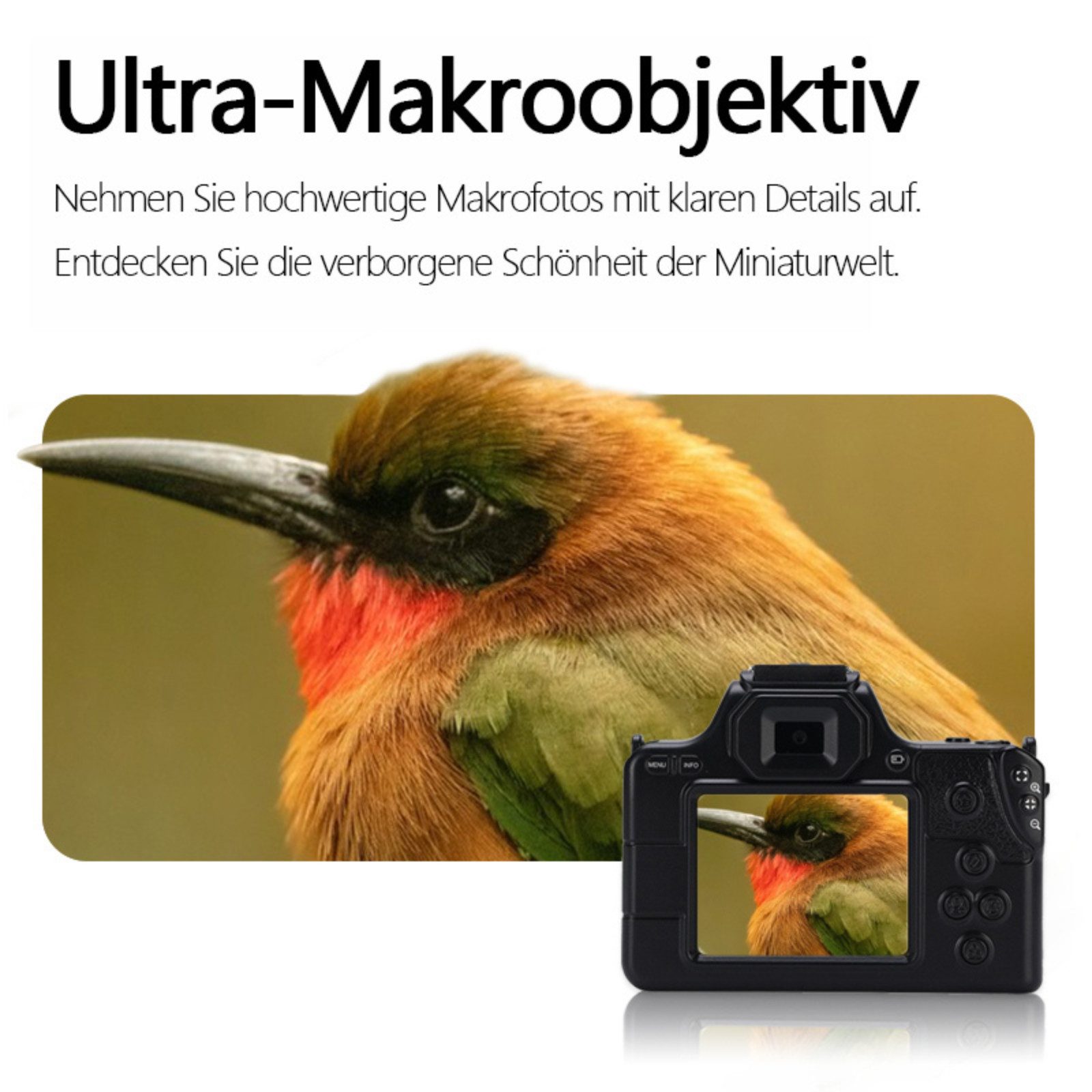 Tekoo Digitalkamera Mini Kompaktkamera 2K 48MP Fotokamera inkl. 32GB Karte Kompaktkamera (Standard-Weitwinkel, 48 MP, inkl. inkl. 32GB Micro-SD-Karte, Kartenlesegerät, Duales Linsensystem, ultrakompaktes Taschenformat)