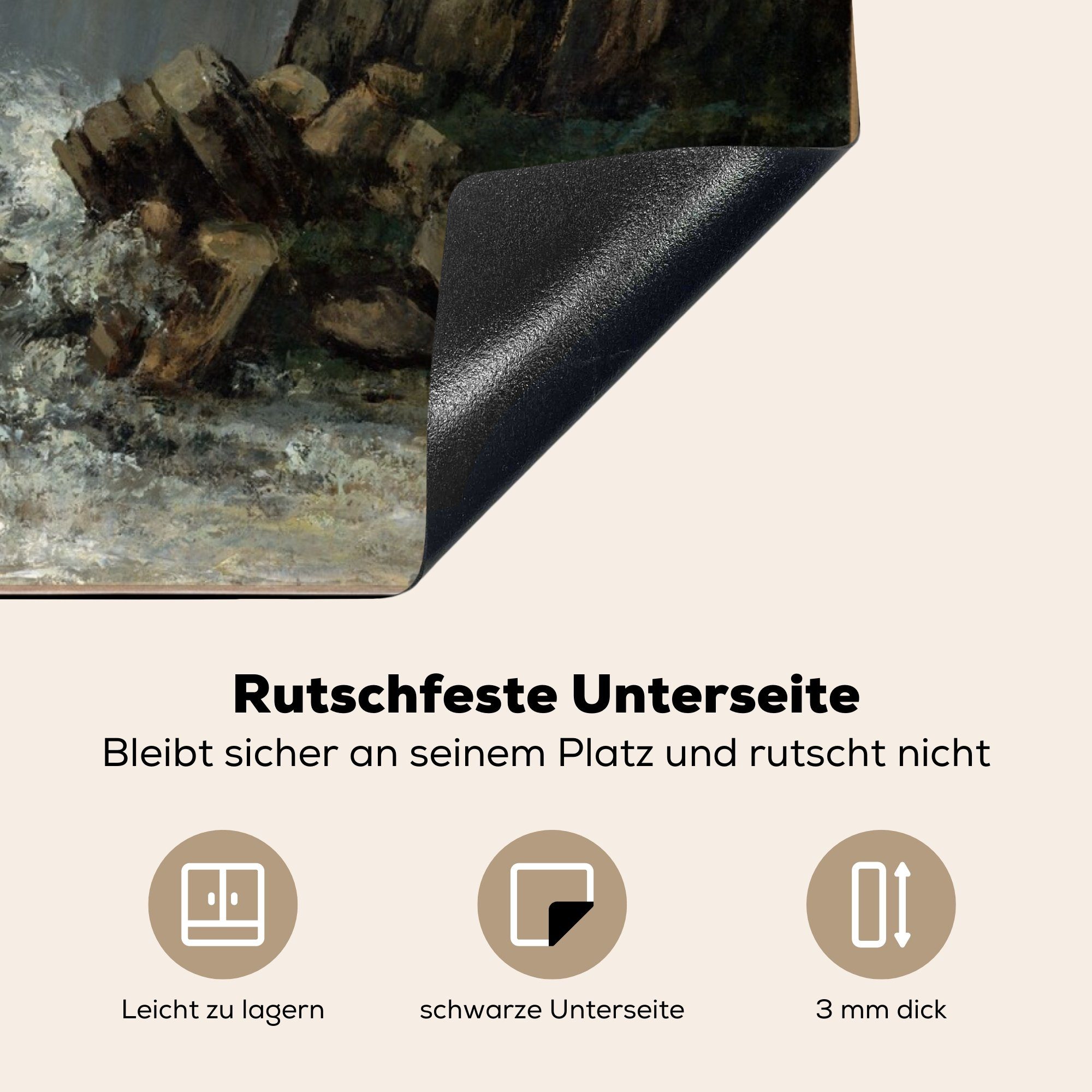 Wasserspeier Schutz Marine: Gustave MuchoWow cm, 71x52 - Herdblende-/Abdeckplatte Courbet, Ceranfeldabdeckung küche, für von die Gemälde (1 Vinyl, Der tlg), Induktionskochfeld