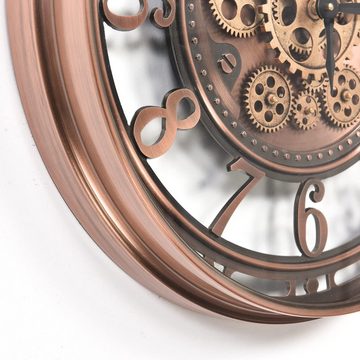 Samilito Uhr Wanduhr mit echtem Bewegungsgetriebe Zahnrädern (Leises Quarz-Schrittwerk, kein tickendes lautes Geräusch)