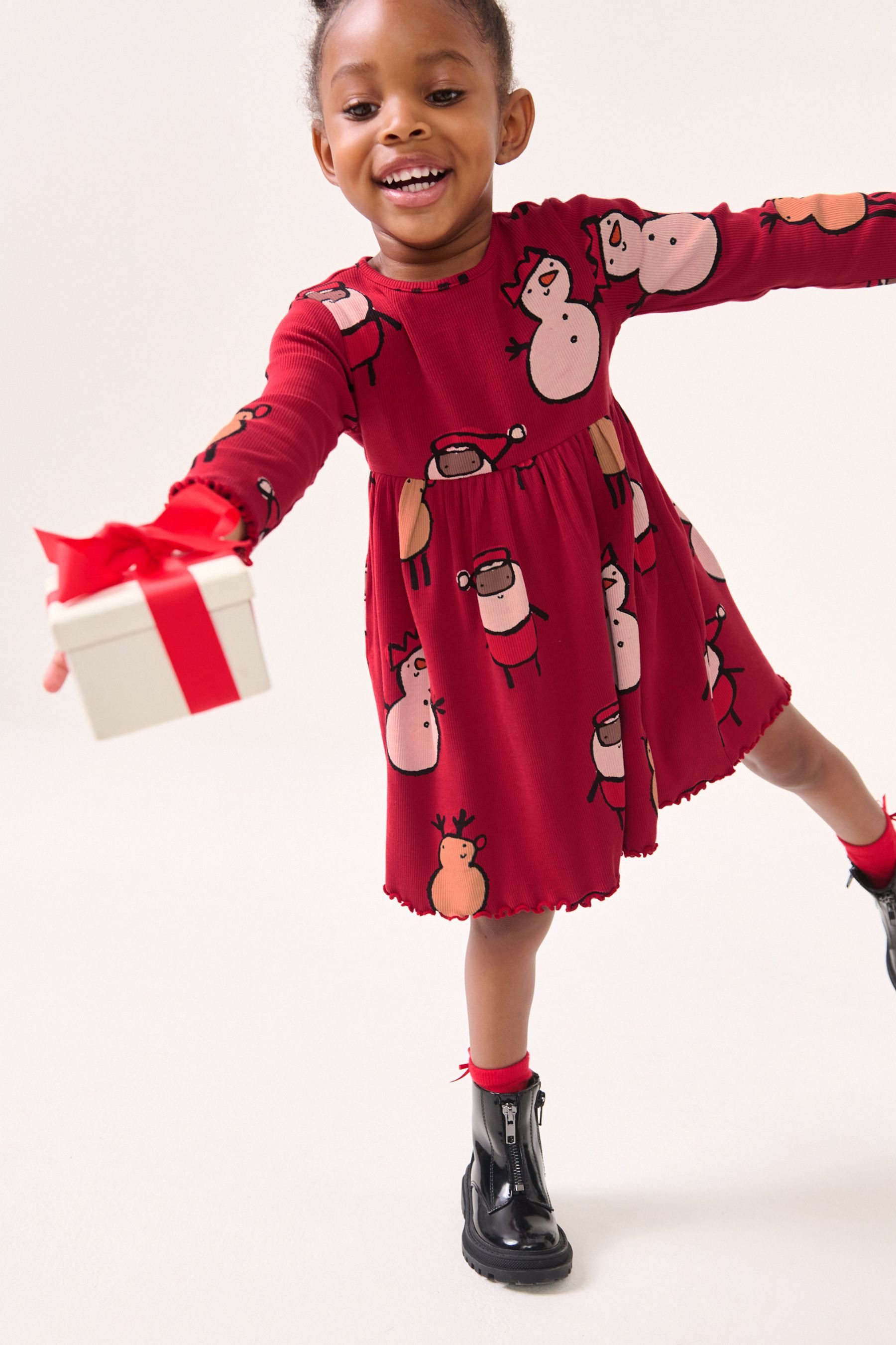 Next Jerseykleid Langärmeliges, weihnachtliches Jerseykleid (1-tlg)